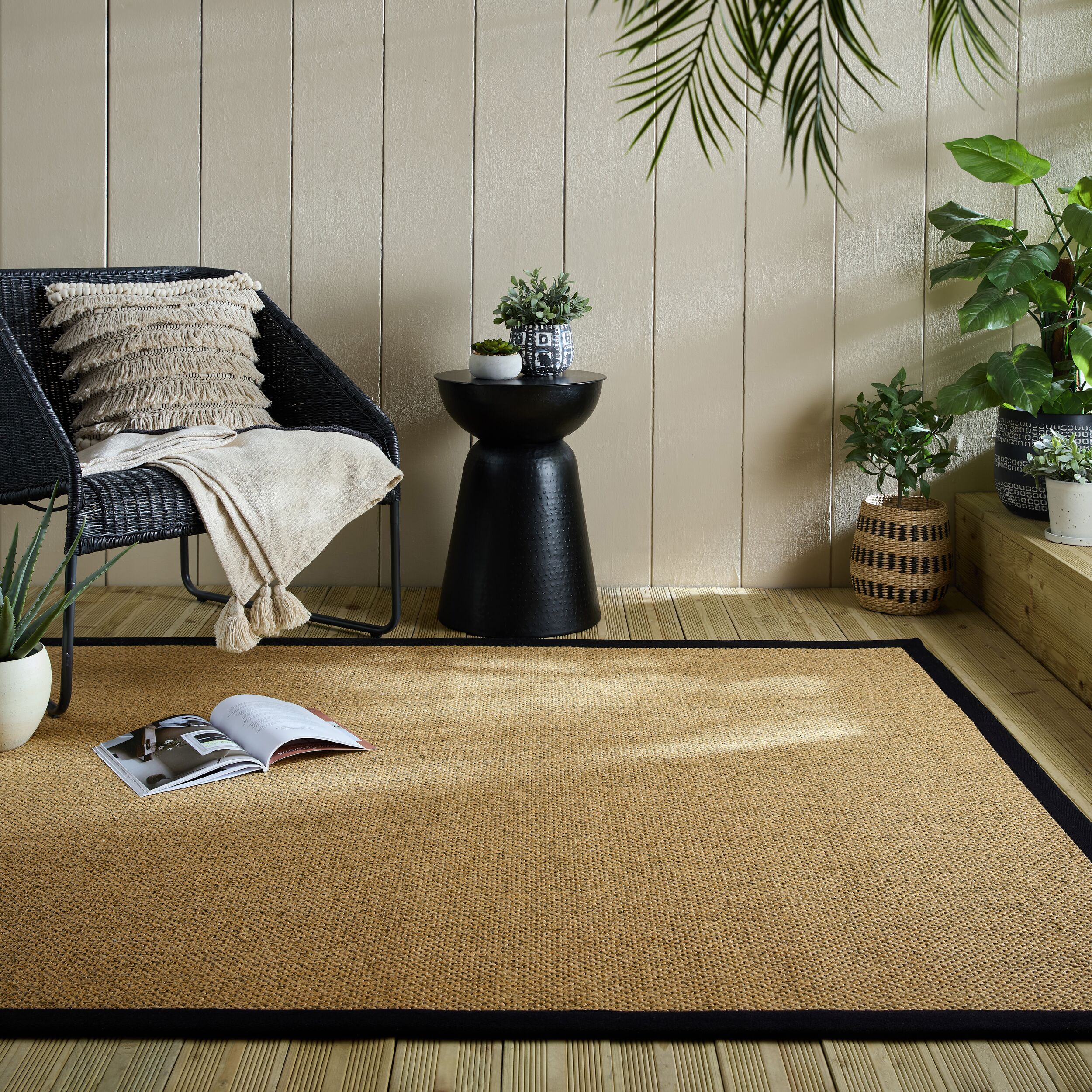 Outdoor-Teppich Bord&uuml;re Natur-Schwarz 120 x 170 cm - KEER | Kadima - Bild 1