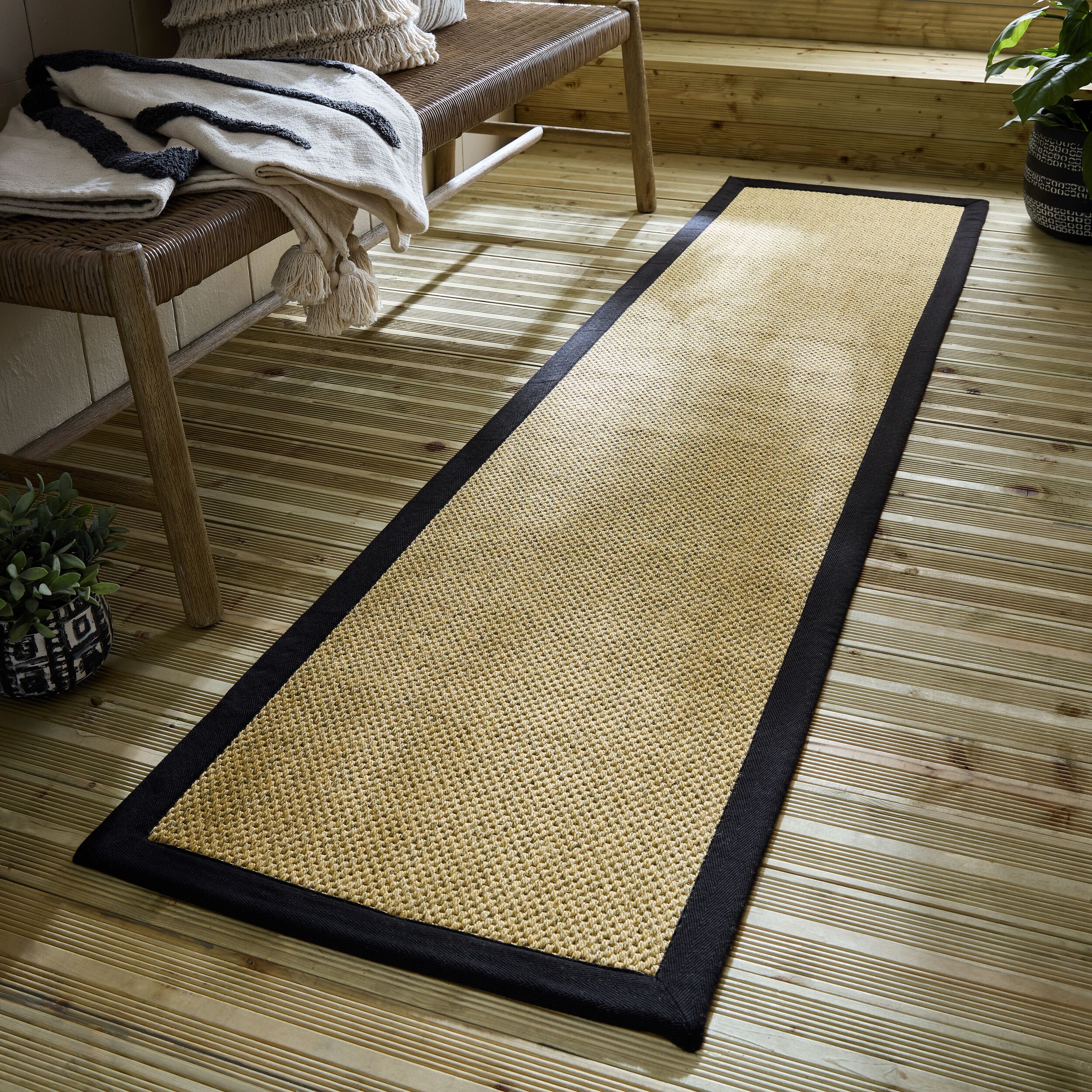 Outdoor-L&auml;ufer Bord&uuml;re Natur-Schwarz 60 x 230 cm - KEER | Kadima - Bild 1