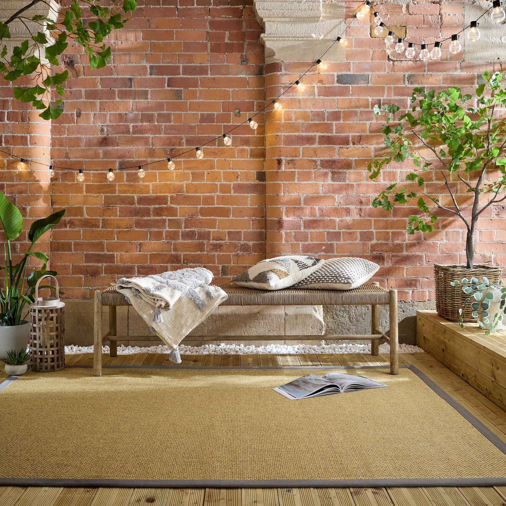 Outdoor-Teppich Bordüre Natur-Grau 200 x 290 cm - KEER Kadima Design