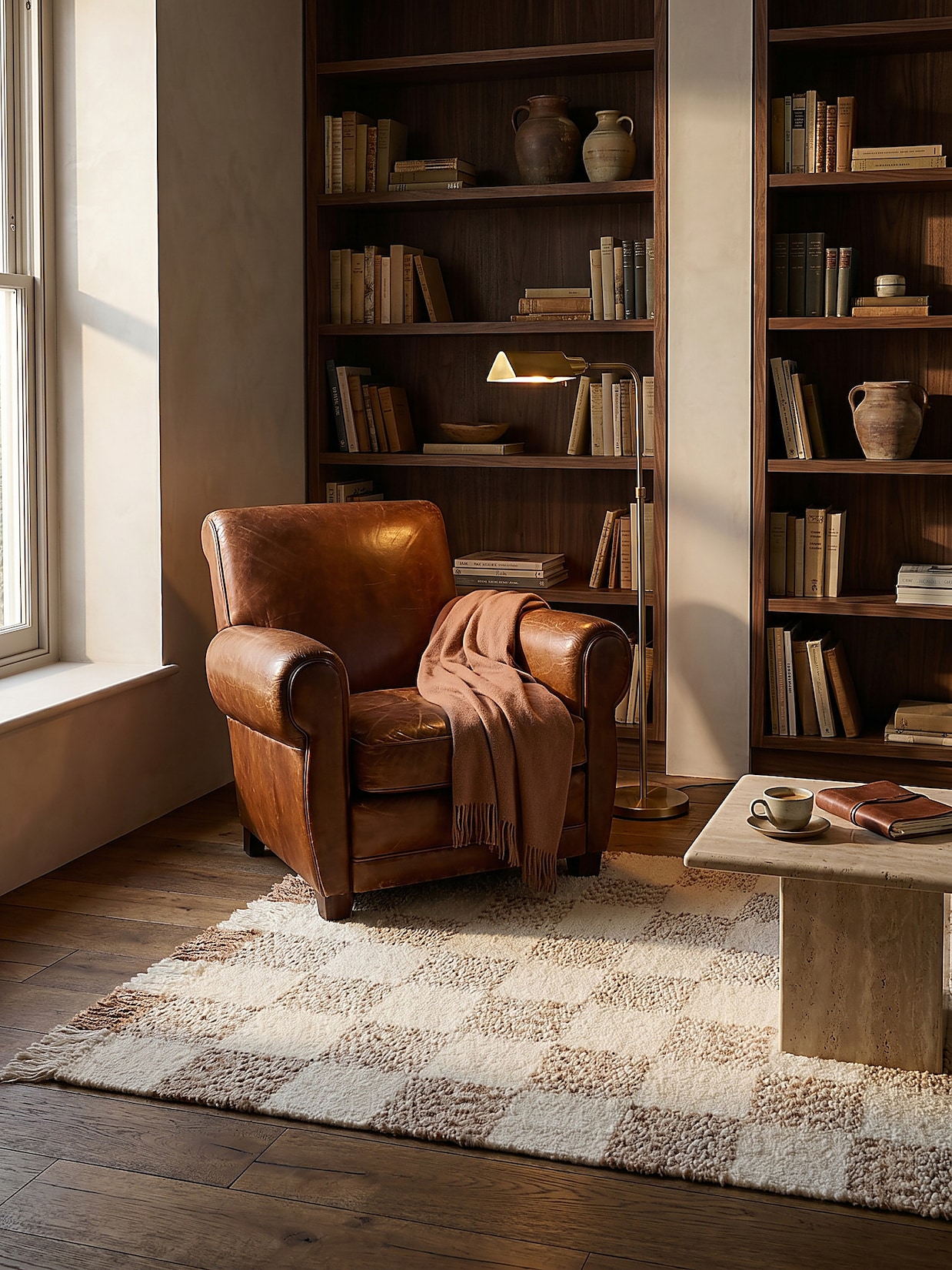 Teppich kariert Beige-Natur 160 x 230 cm - VYNE Kadima Design
