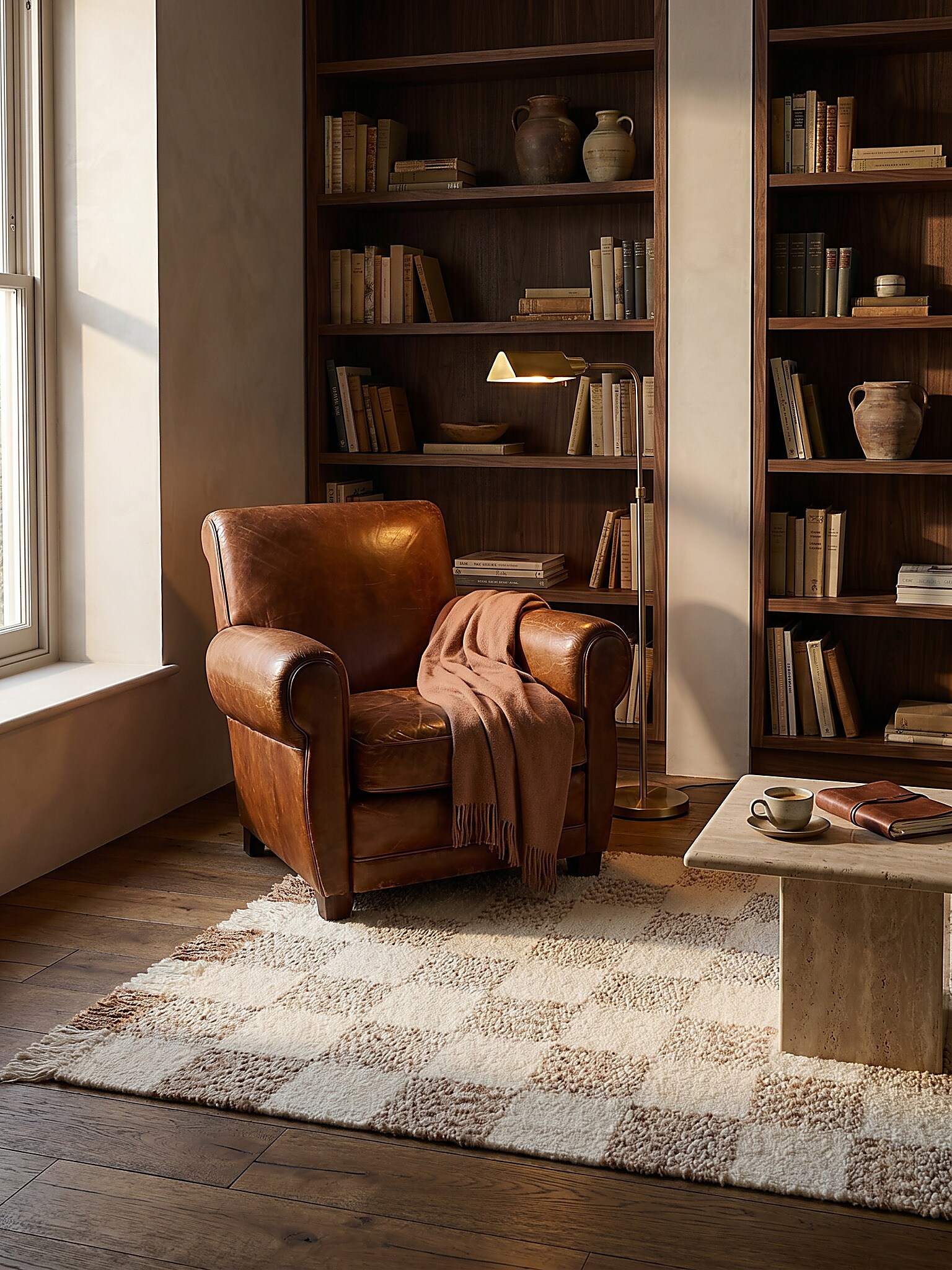Teppich kariert Beige-Natur 200 x 300 cm - VYNE | Kadima Design - Bild 1