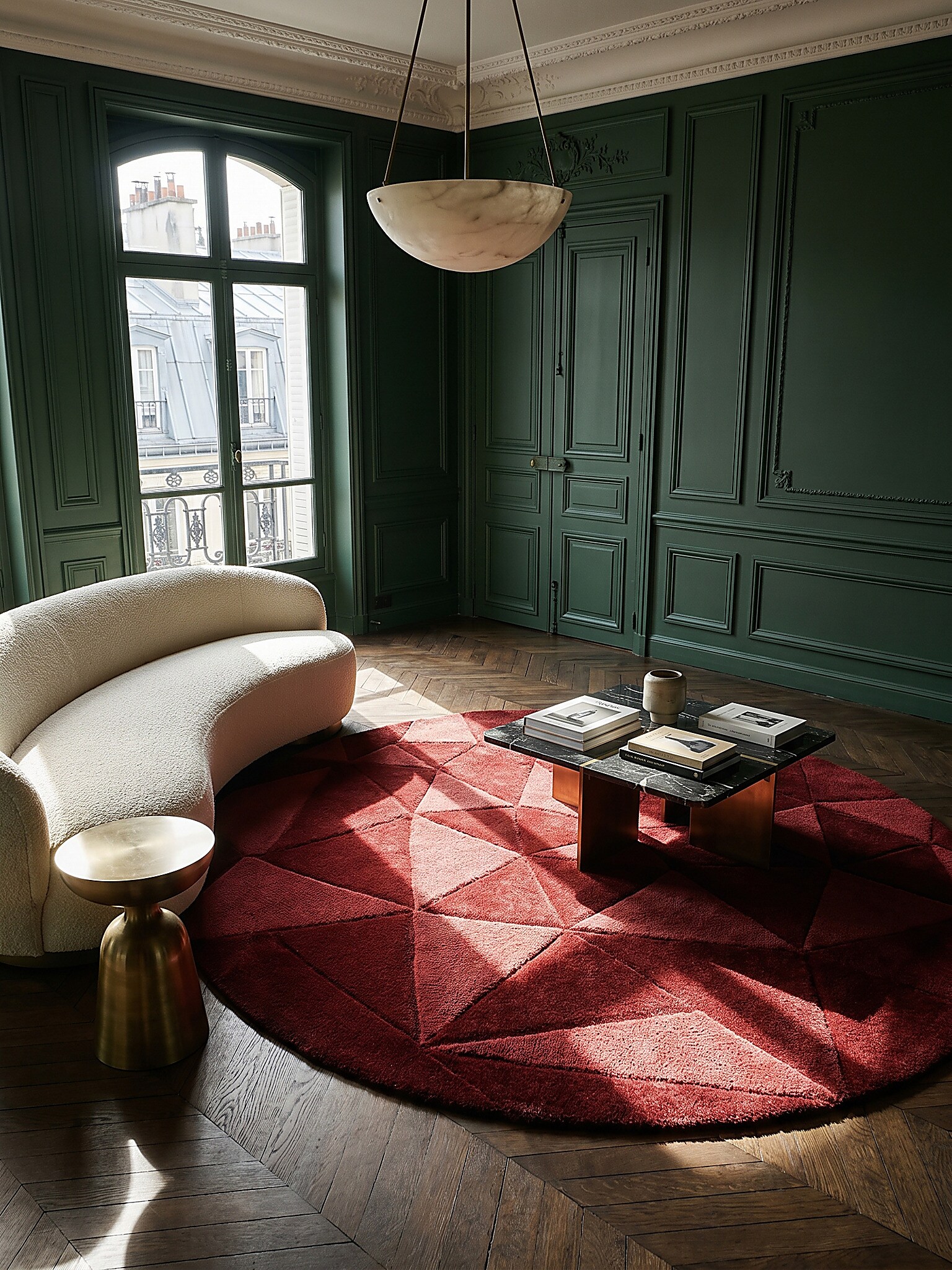 Wollteppich geometrisch Rot &Oslash;160 cm - DEBEN | Kadima Design - Bild 1