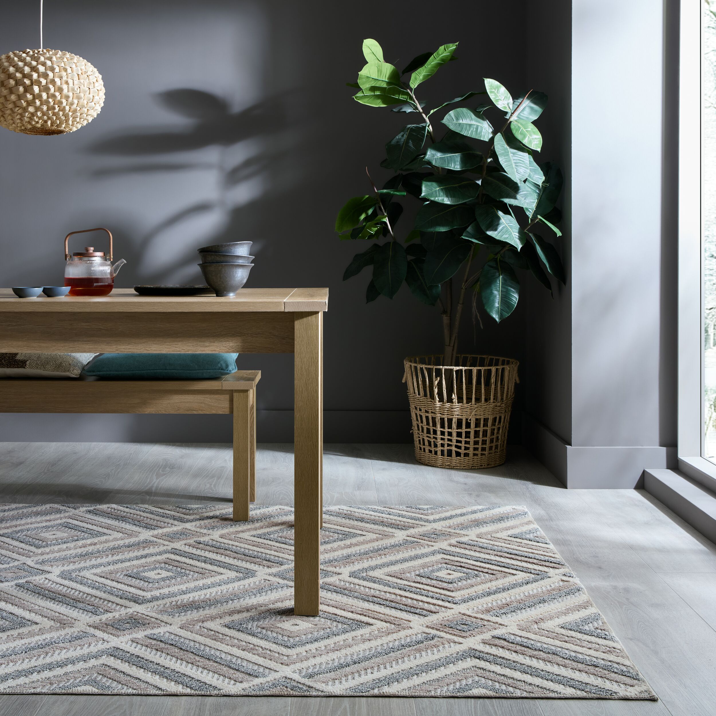 Teppich Rauten Grau-Beige 78 x 150 cm - RIDGE | Kadima Design - Bild 1