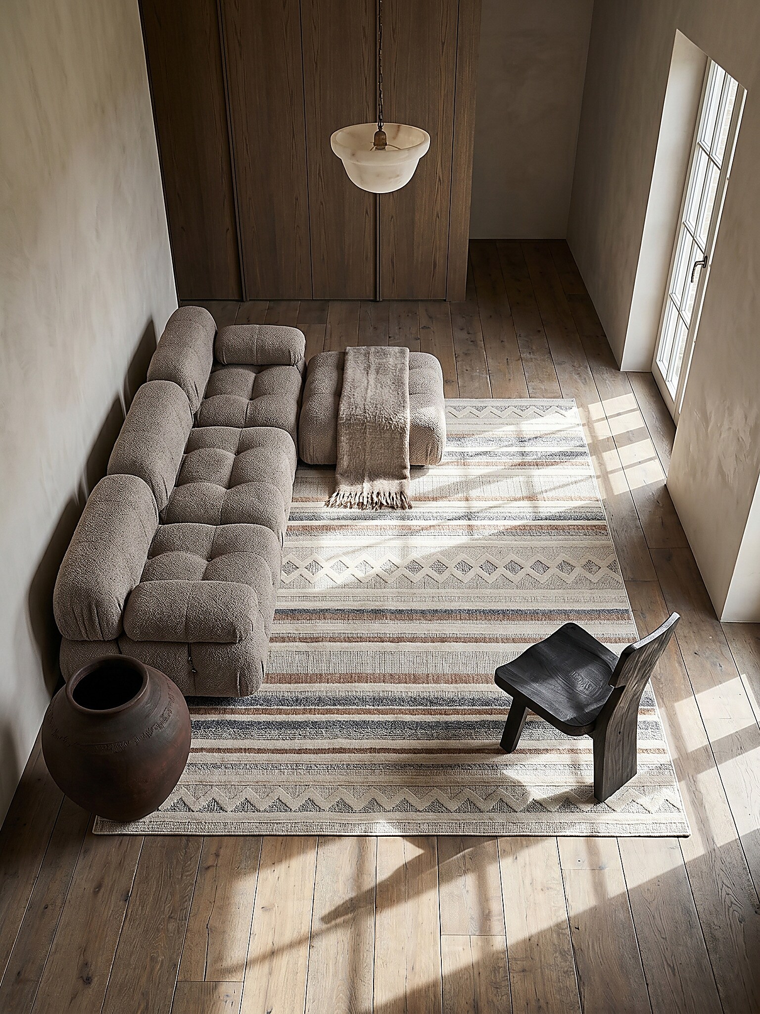 Teppich gestreift Grau-Beige 155 x 230 cm - RIDGE | Kadima Design - Bild 1