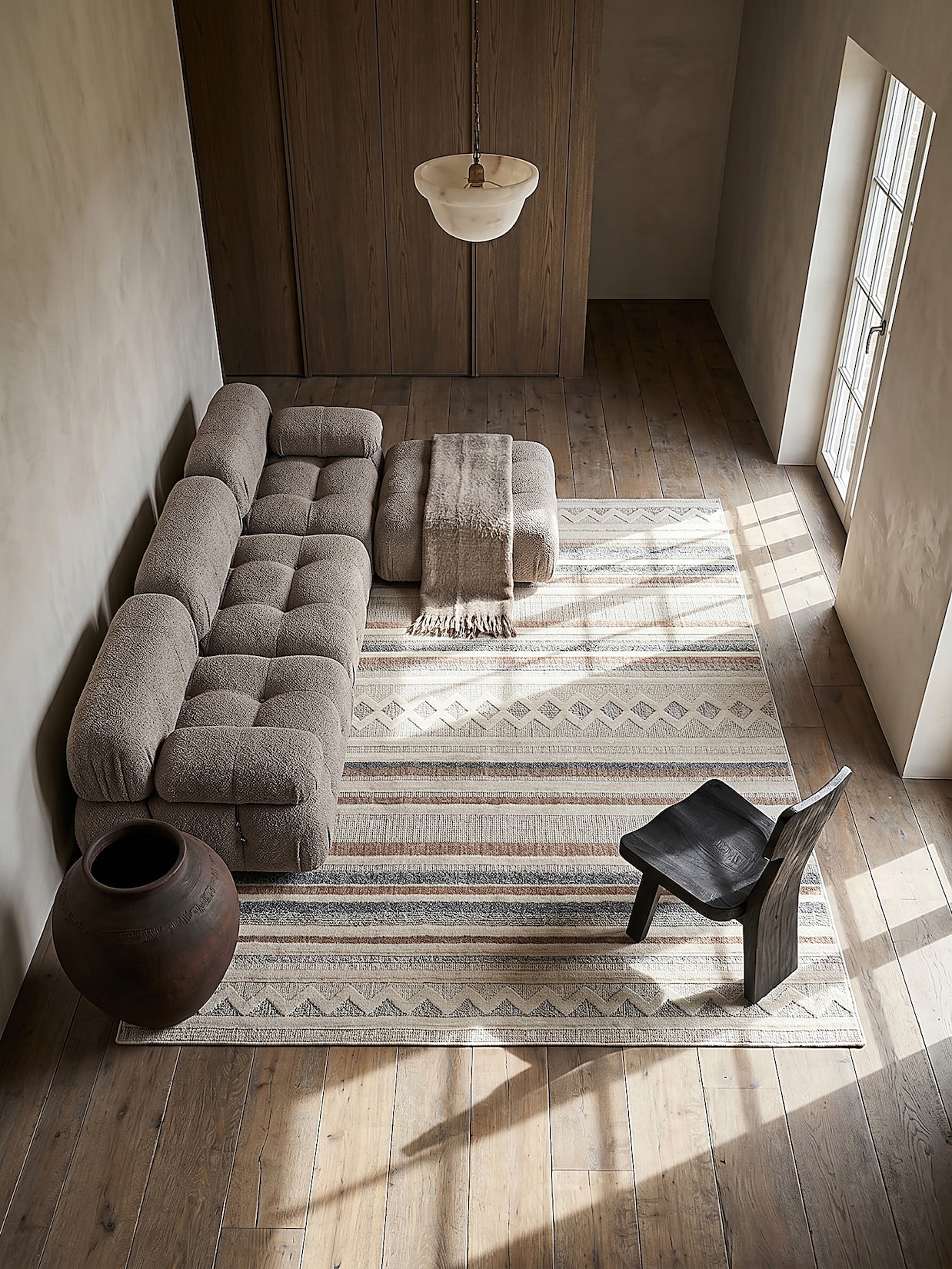 Teppich gestreift Grau-Beige 194 x 290 cm - RIDGE Kadima Design