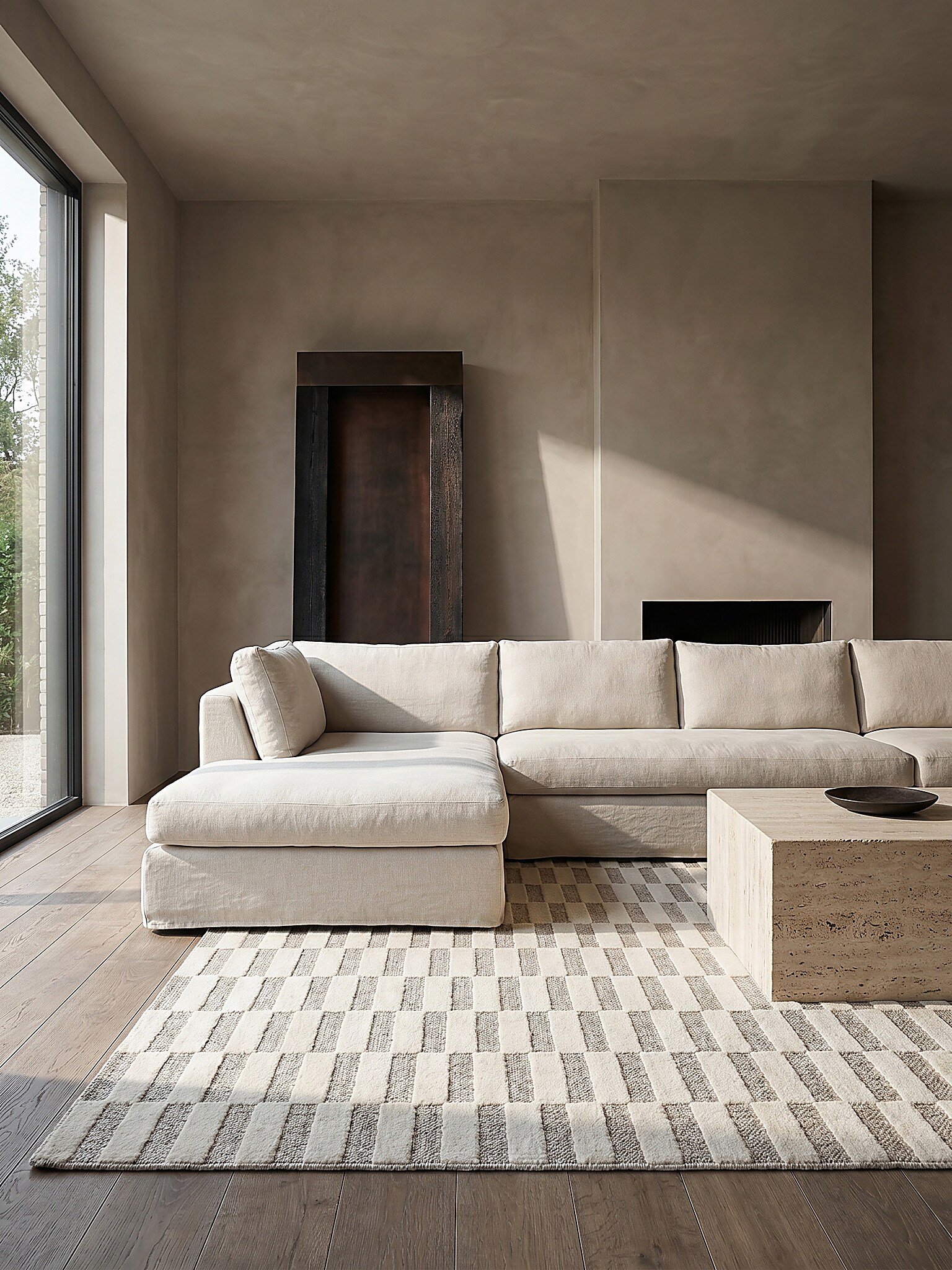 Teppich kariert Beige 194 x 290 cm - RIDGE | Kadima Design - Bild 1