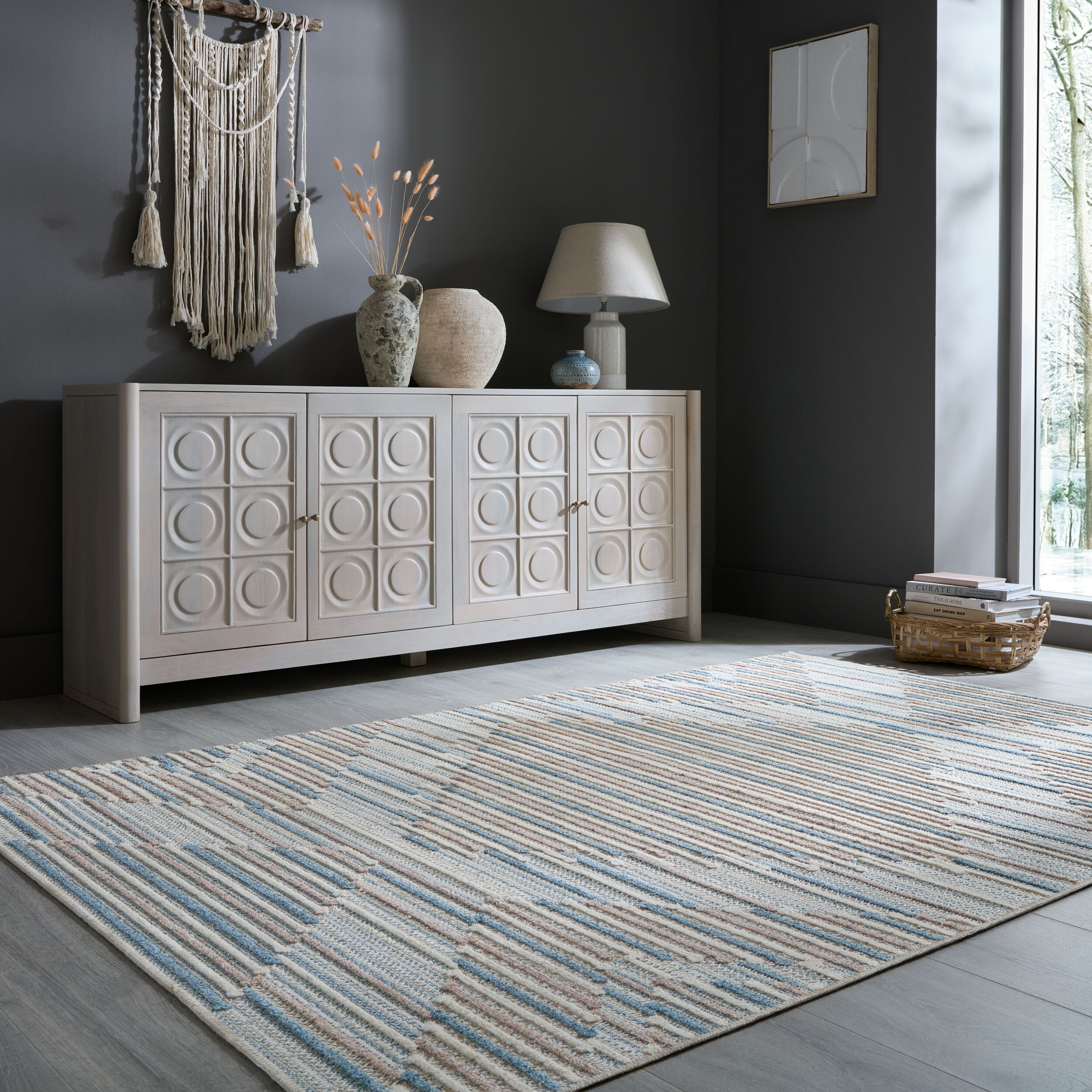 Teppich Rauten Blau-Beige 78 x 150 cm - RIDGE | Kadima Design - Bild 1