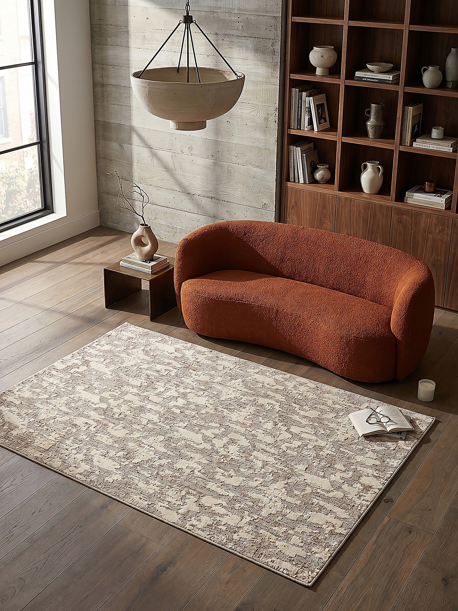 Teppich waschbar Beige 155 x 230 cm - RIDGE | Kadima Design - Bild 1