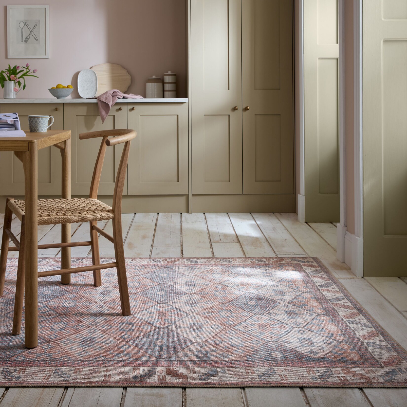 Teppich Rauten Rot-Natur 190 x 290 cm - HURST Kadima Design