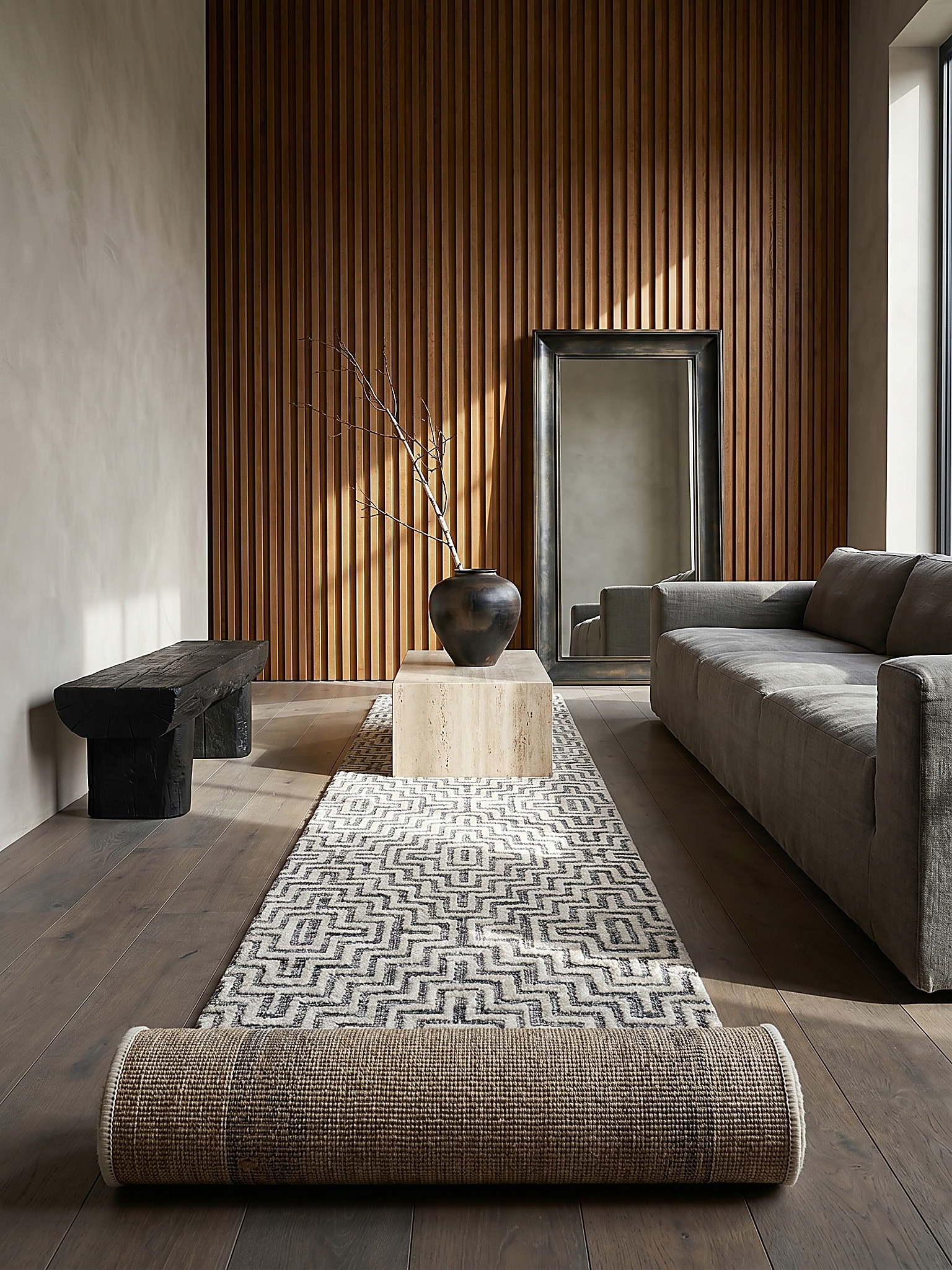 L&auml;ufer geometrisch Grau 80 x 300 cm - ARLEN | Kadima Design - Bild 1