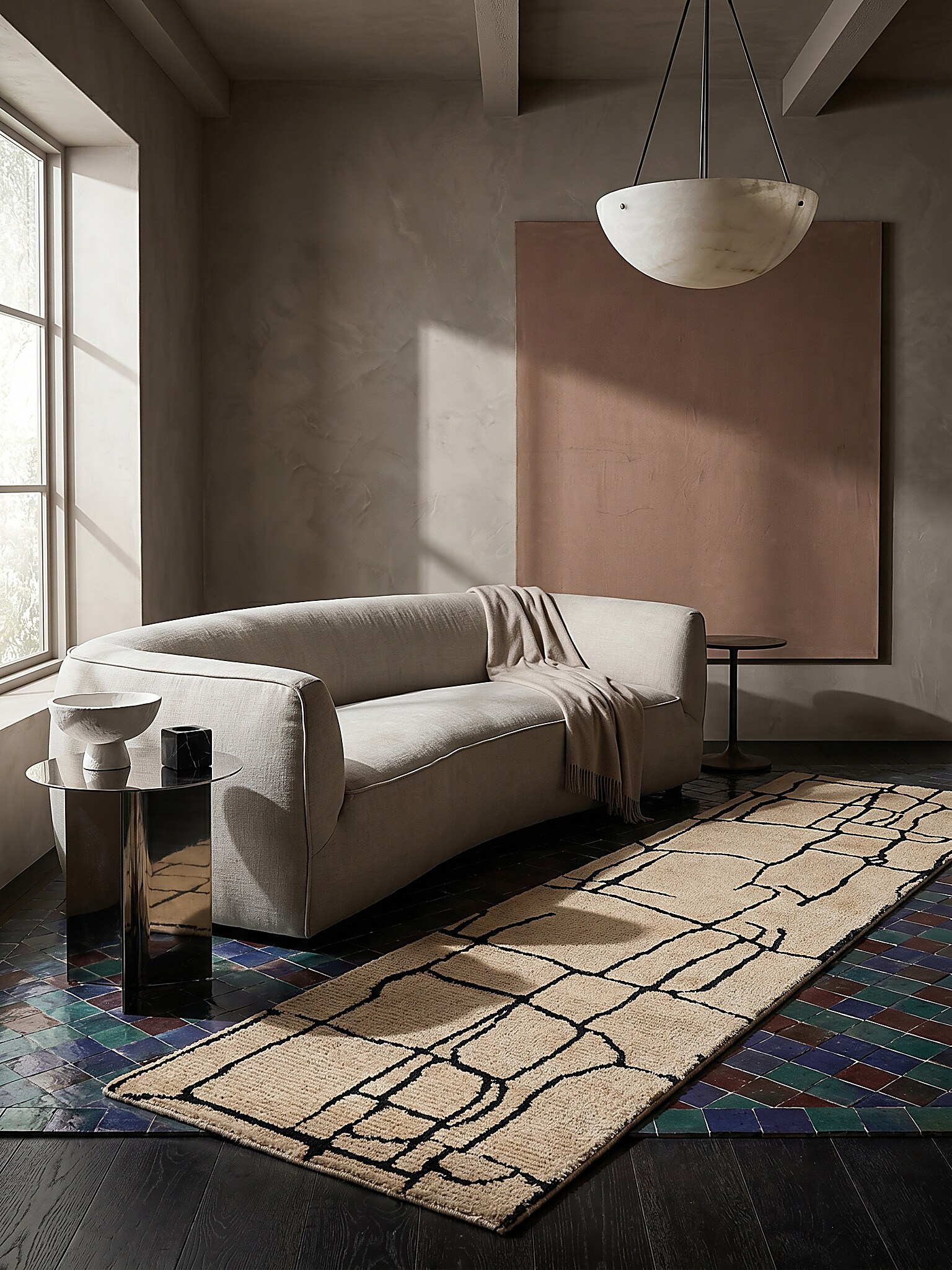 L&auml;ufer abstrakt Creme-Schwarz 80 x 300 cm - ARLEN | Kadima Design - Bild 1