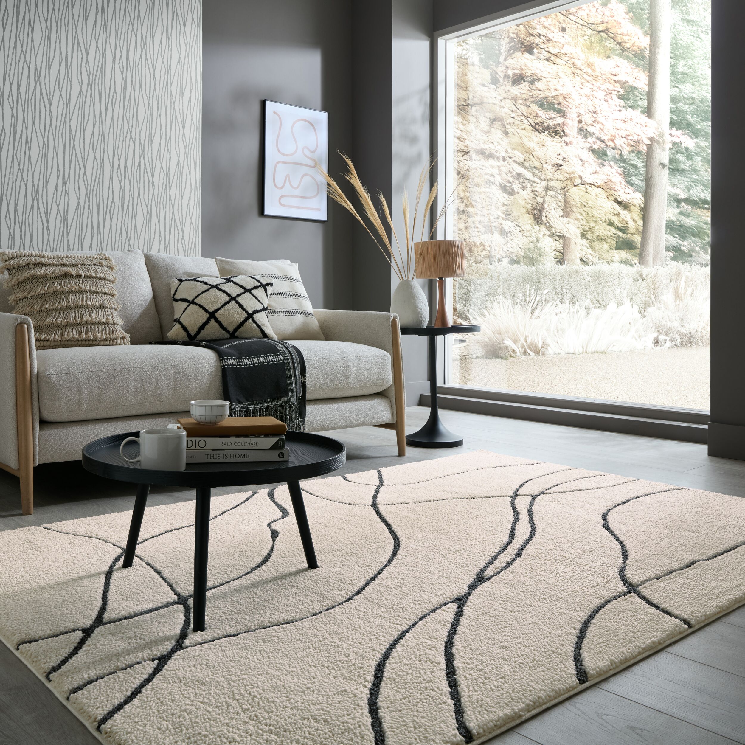Teppich abstrakt Creme-Schwarz 200 x 290 cm - COLN | Kadima Design - Bild 1