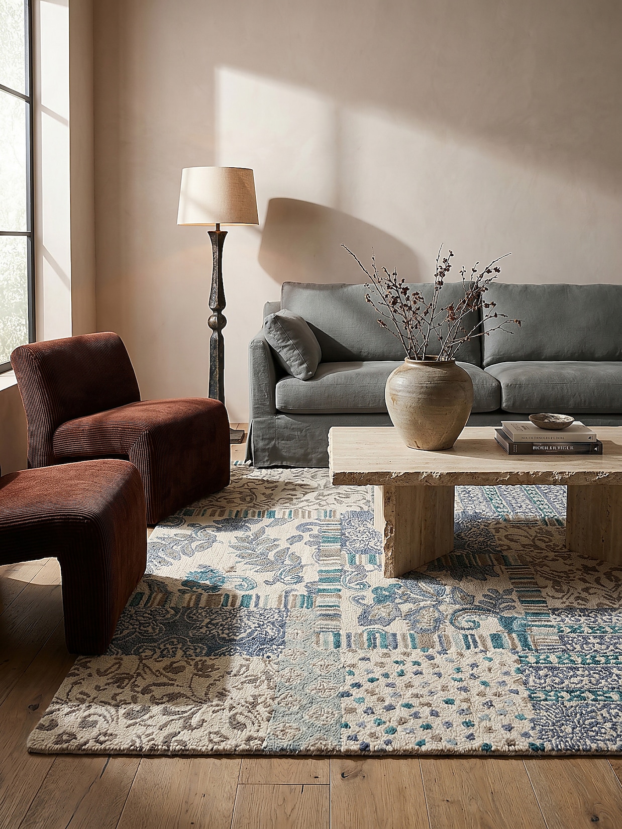 Wollteppich Boho Blau 160 x 230 cm - SOAR Kadima Design
