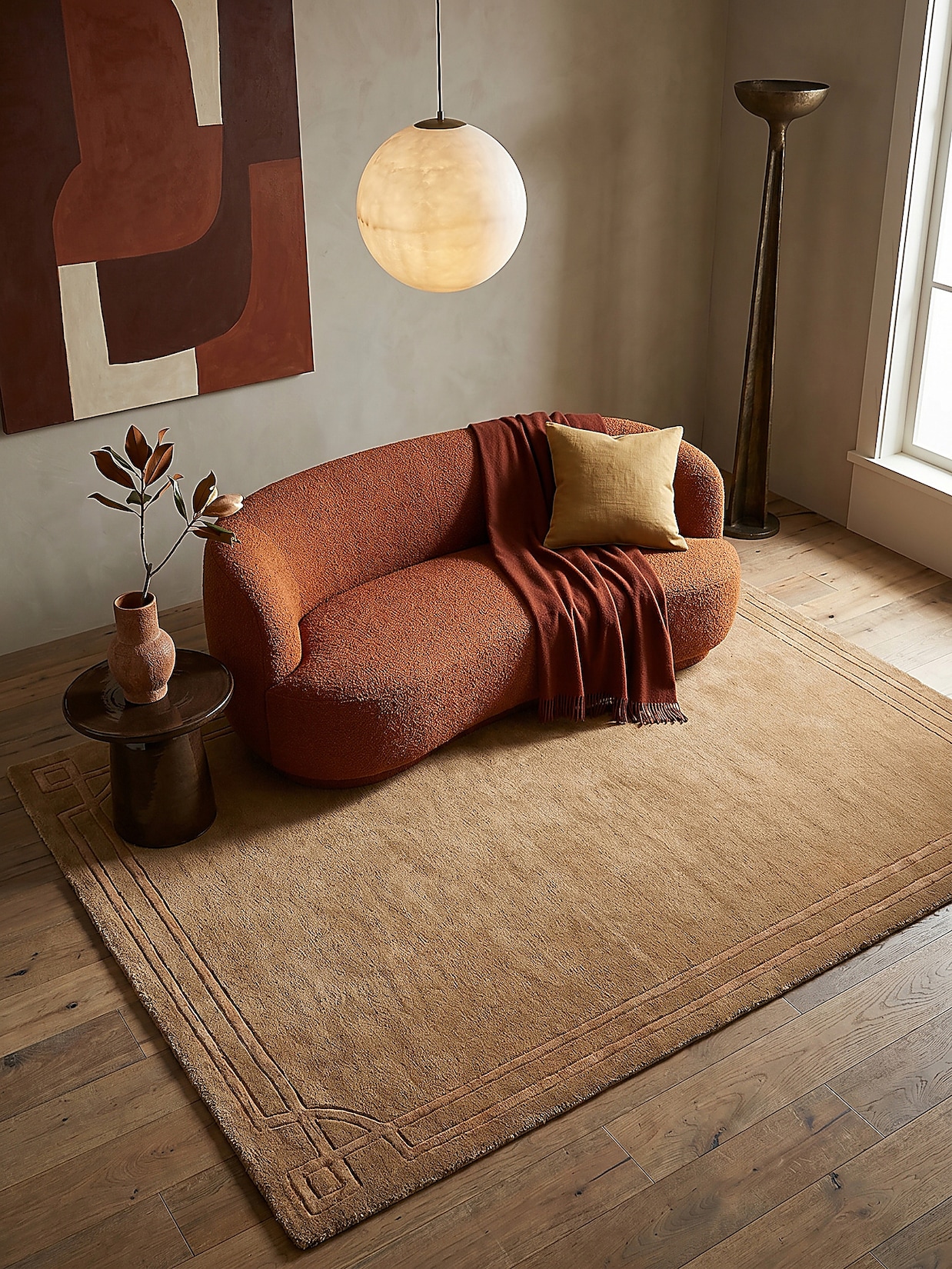 Wollteppich Bordüre Ocker 200 x 290 cm - GLEN Kadima Design