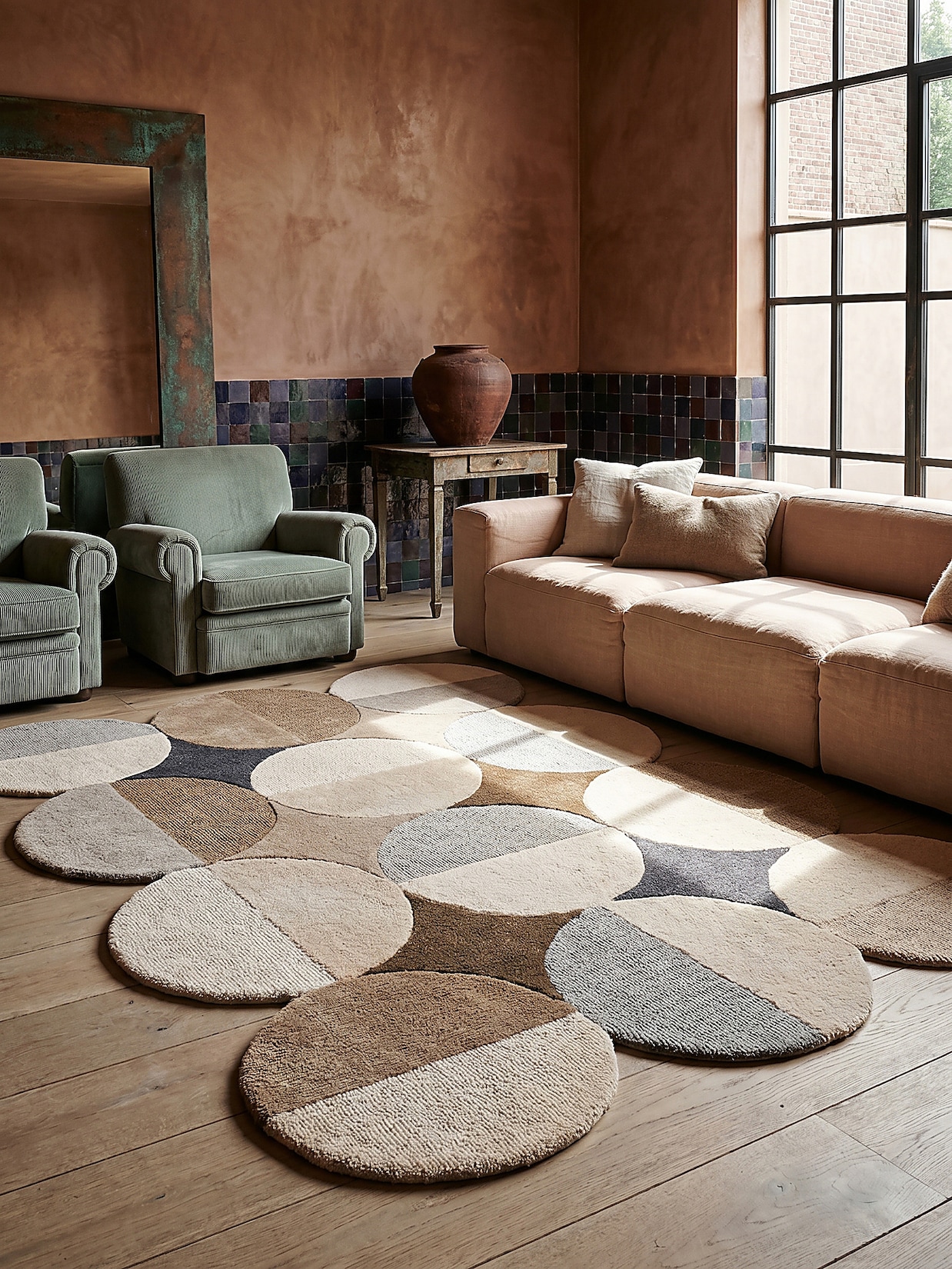 Wollteppich modern Beige-Braun 160 x 230 cm - HALLEIN Kadima Design