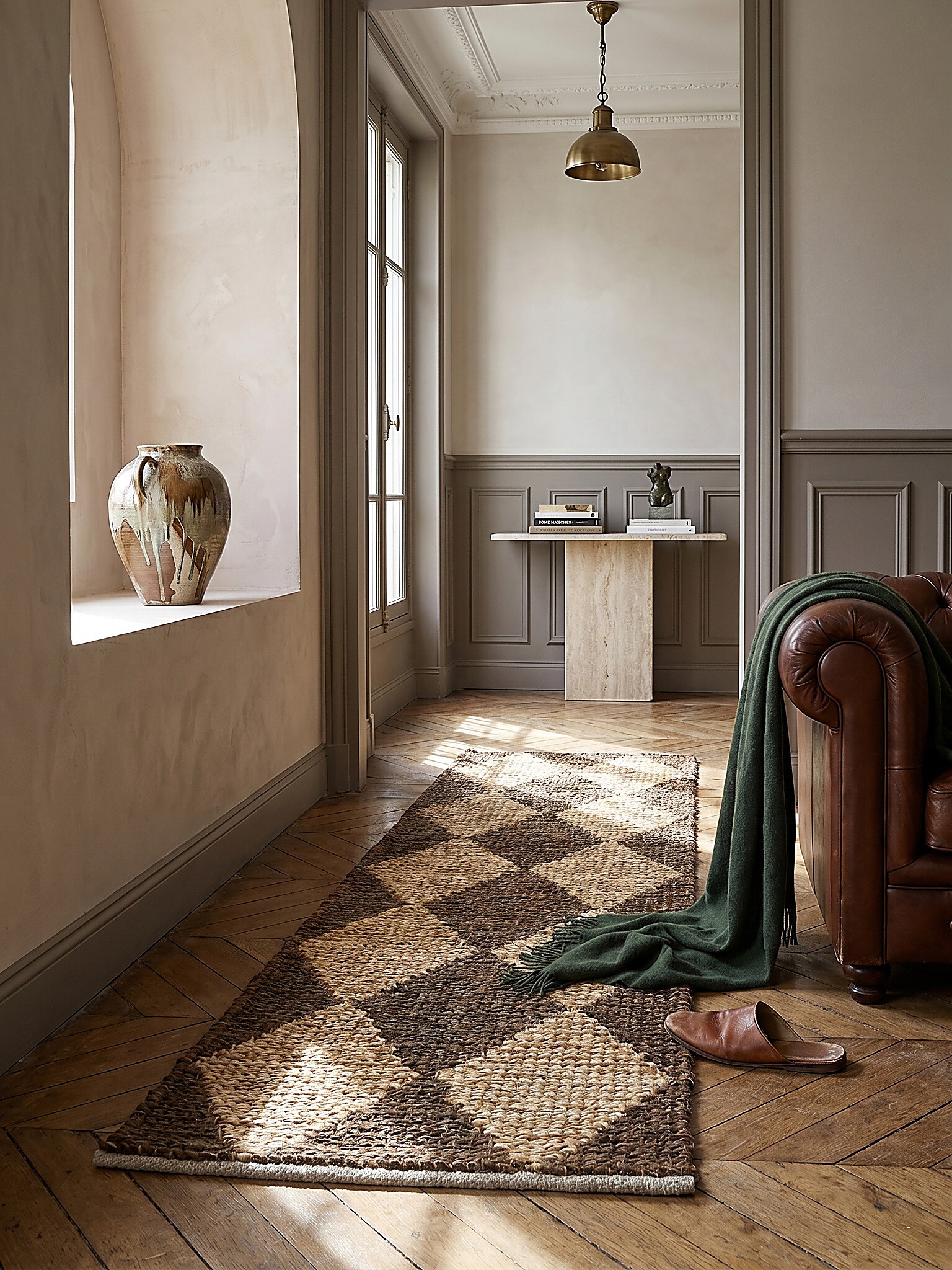 L&auml;ufer Rauten Braun 80 x 230 cm - BAIN | Kadima Design - Bild 1