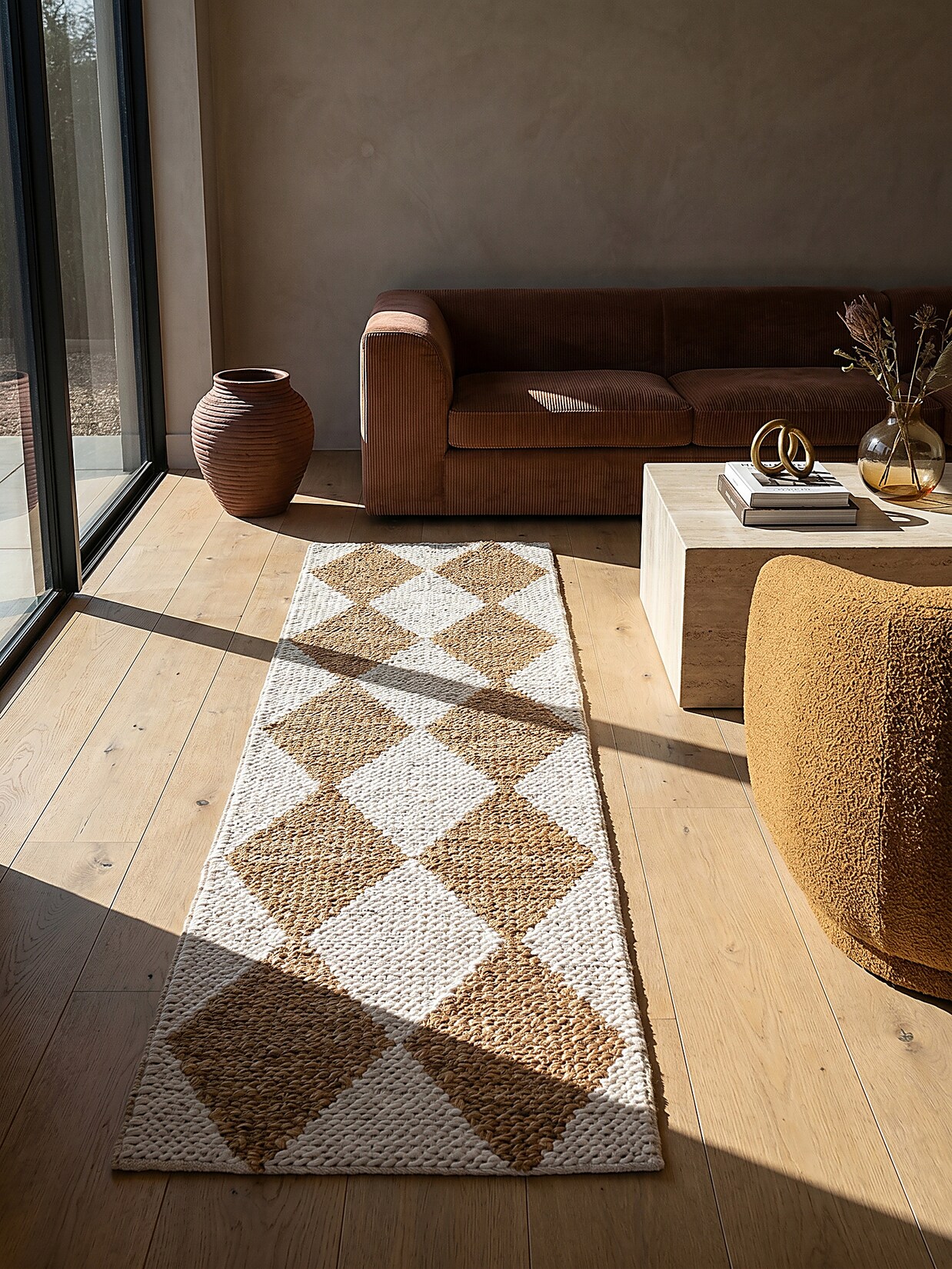 Läufer Rauten Beige 60 x 230 cm - BAIN Kadima Design