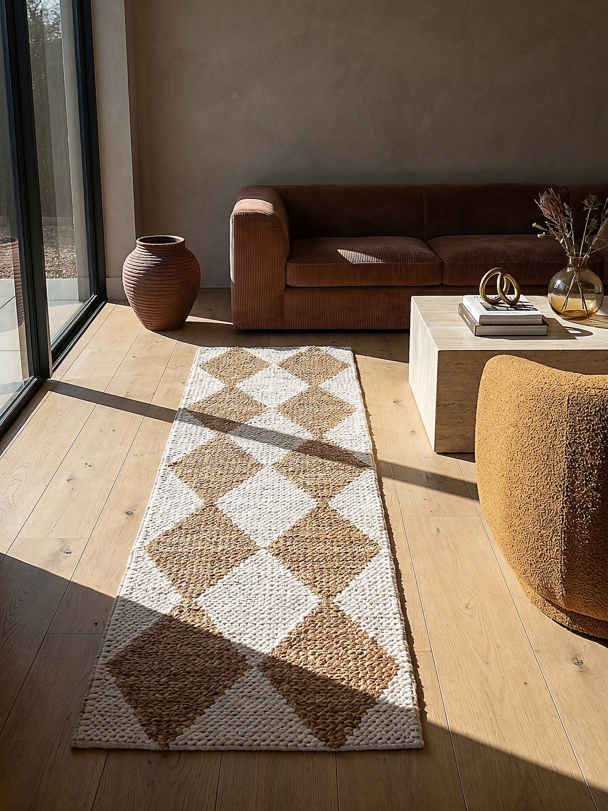 Läufer Rauten Beige 80 x 230 cm - BAIN Kadima Design