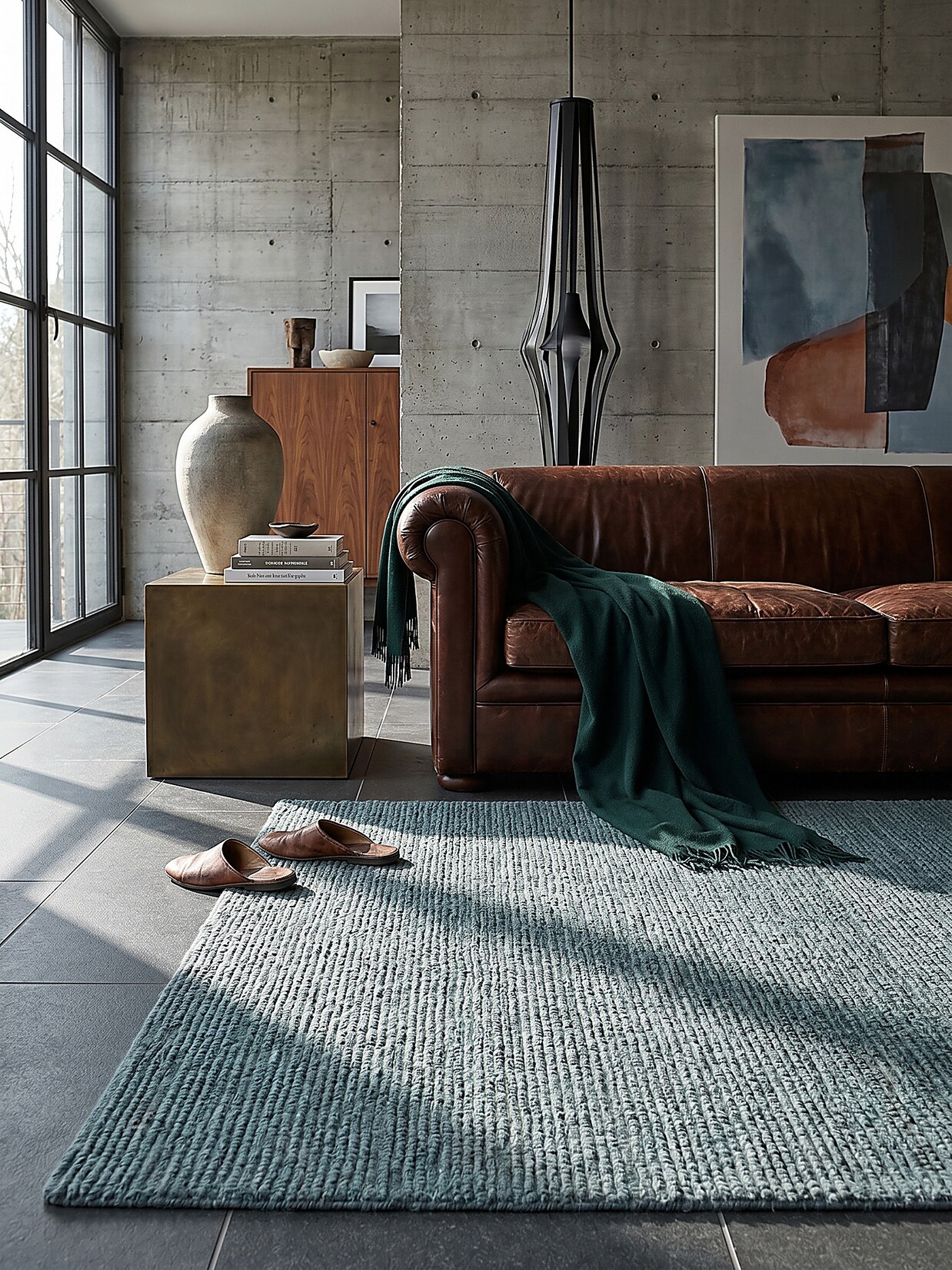 Wollteppich uni Türkis 160 x 230 cm - ALNE Kadima Design