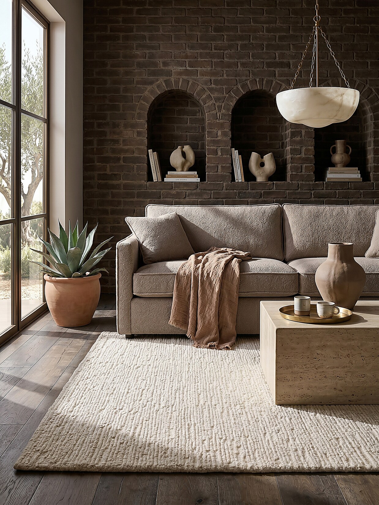 Wollteppich uni Creme 160 x 230 cm - ALNE Kadima Design