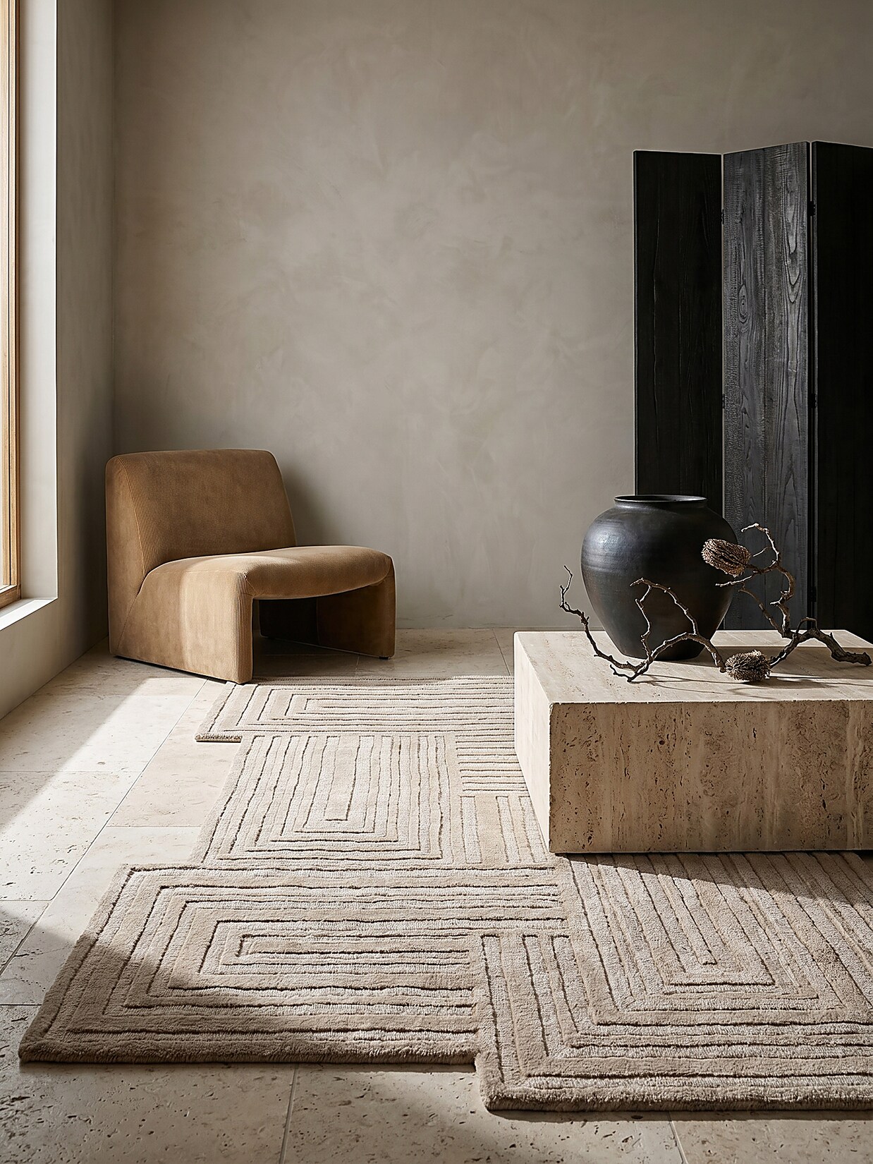 Wollteppich minimalistisch Natur 200 x 290 cm - LEVEN Kadima Design