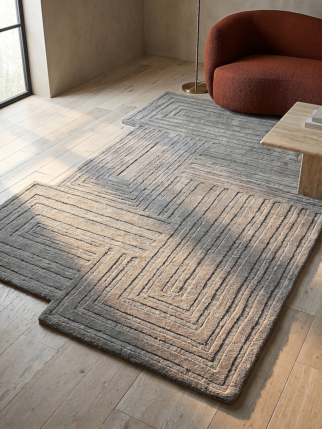 Wollteppich geometrisch Grau 200 x 290 cm - LEVEN Kadima Design
