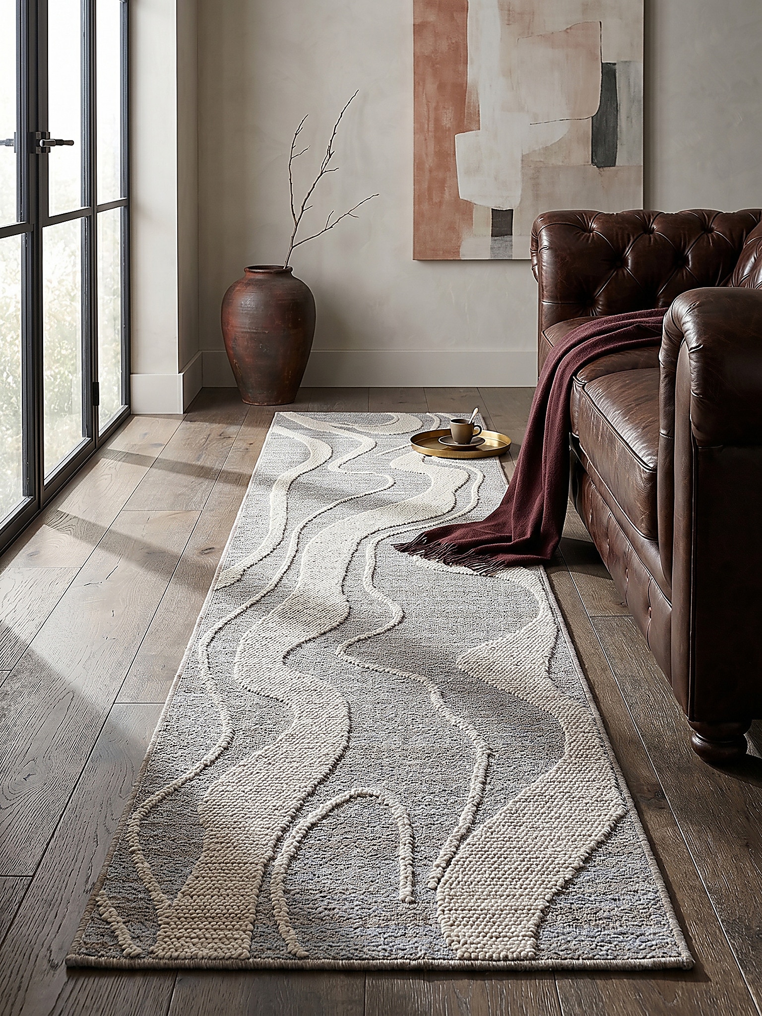 L&auml;ufer abstrakt Grau 78 x 230 cm - LEAM | Kadima Design - Bild 1