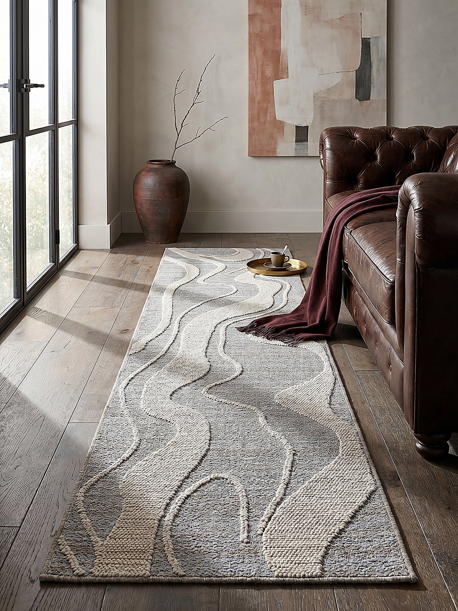L&auml;ufer abstrakt Grau 60 x 223 cm - LEAM | Kadima Design - Bild 1