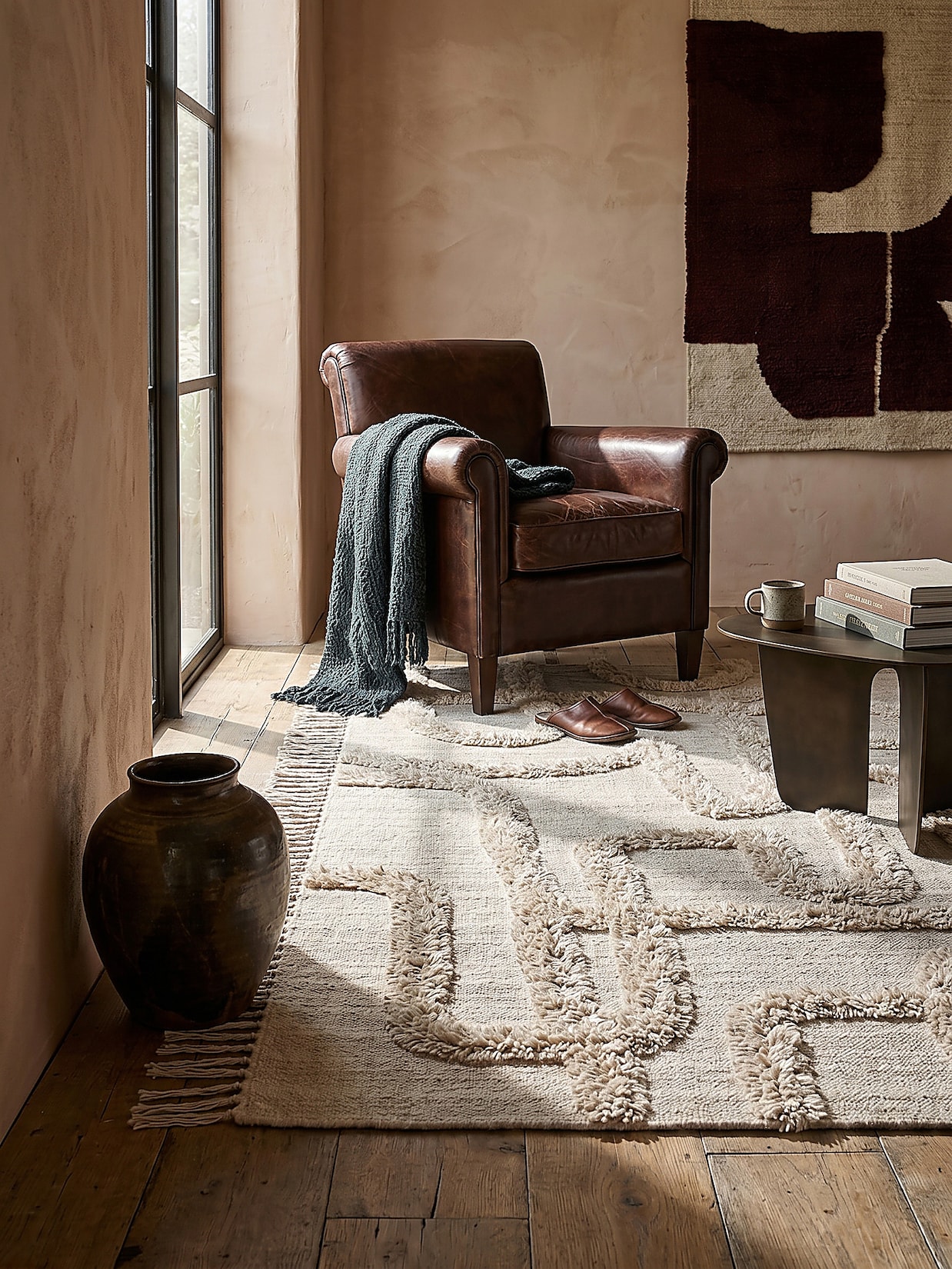 Wollteppich abstrakt Natur-Beige 200 x 290 cm - FOWEY Kadima Design