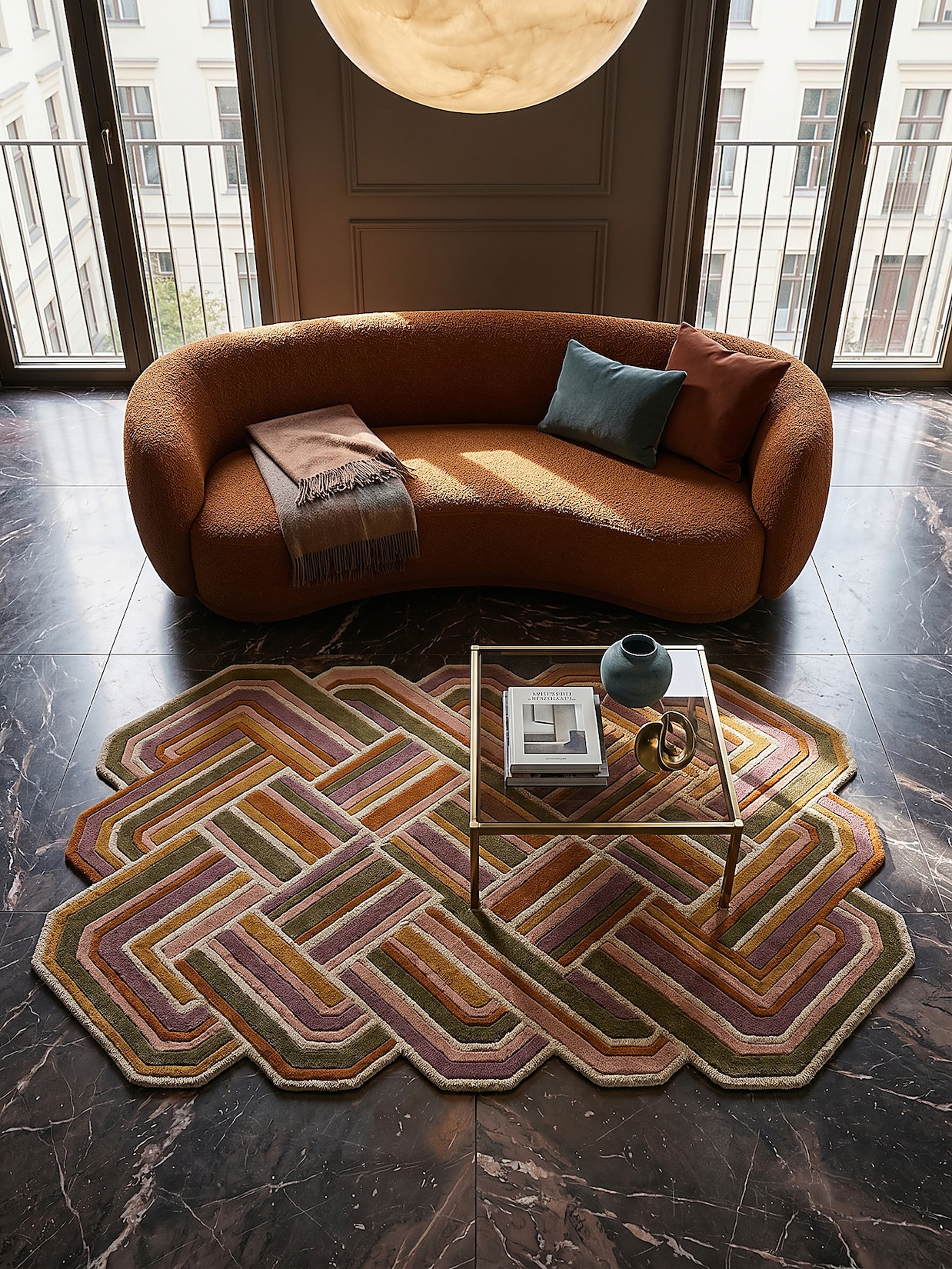 Wollteppich geometrisch Flieder 160 x 230 cm - SOAR Kadima Design