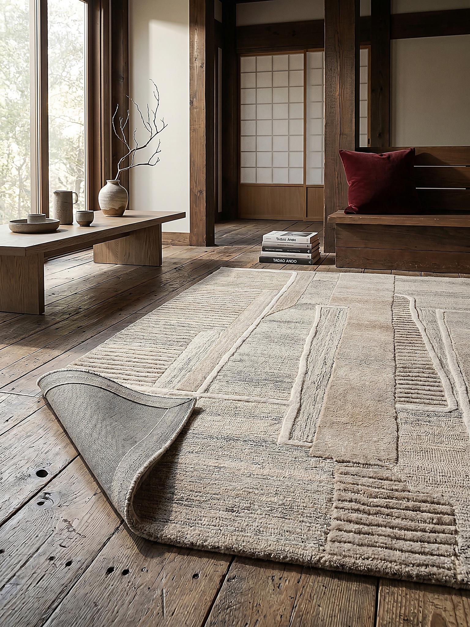 Wollteppich Relief Natur 140 x 200 cm - EDALE | Kadima Design - Bild 1