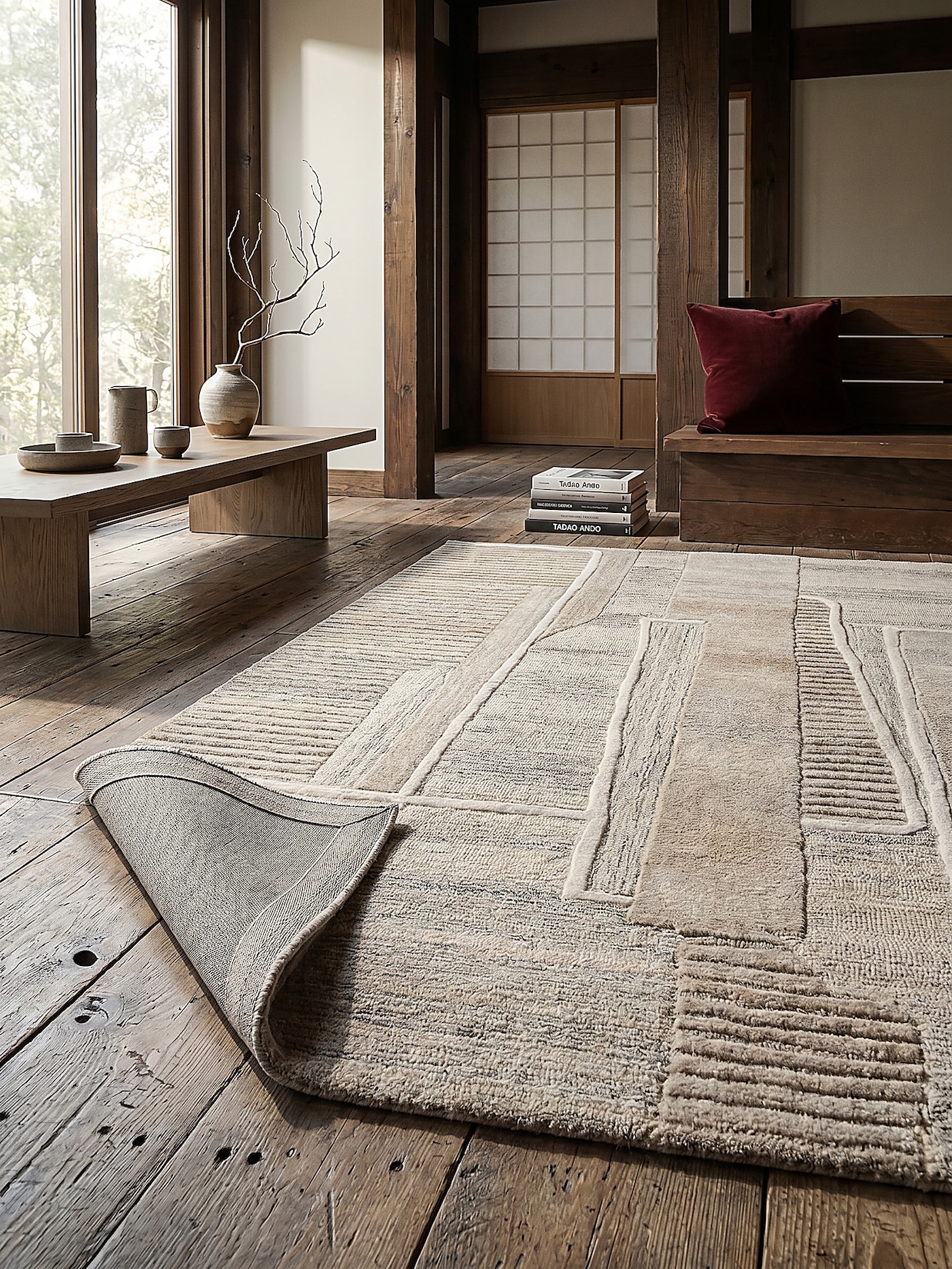 Wollteppich Relief Natur 200 x 300 cm - EDALE Kadima Design