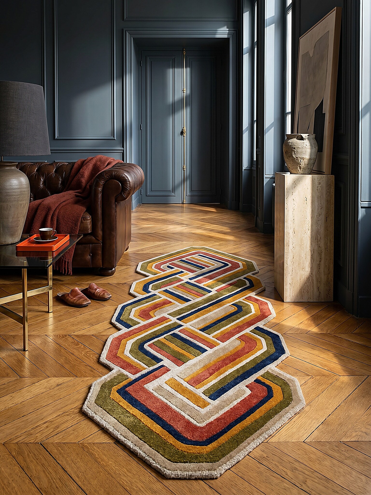 L&auml;ufer geometrisch Terrakotta 80 x 300 cm - SOAR | Kadima Design - Bild 1