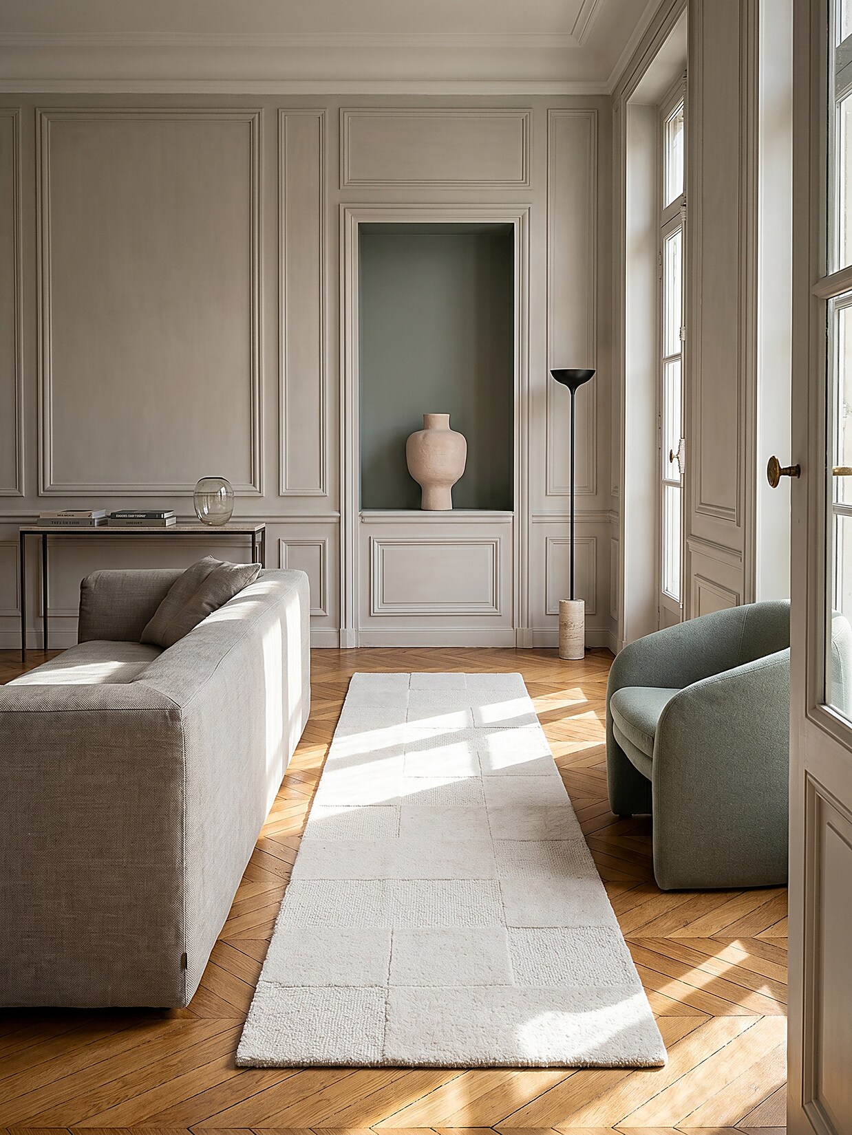 Läufer kariert Elfenbein 60 x 230 cm - DEBEN Kadima Design