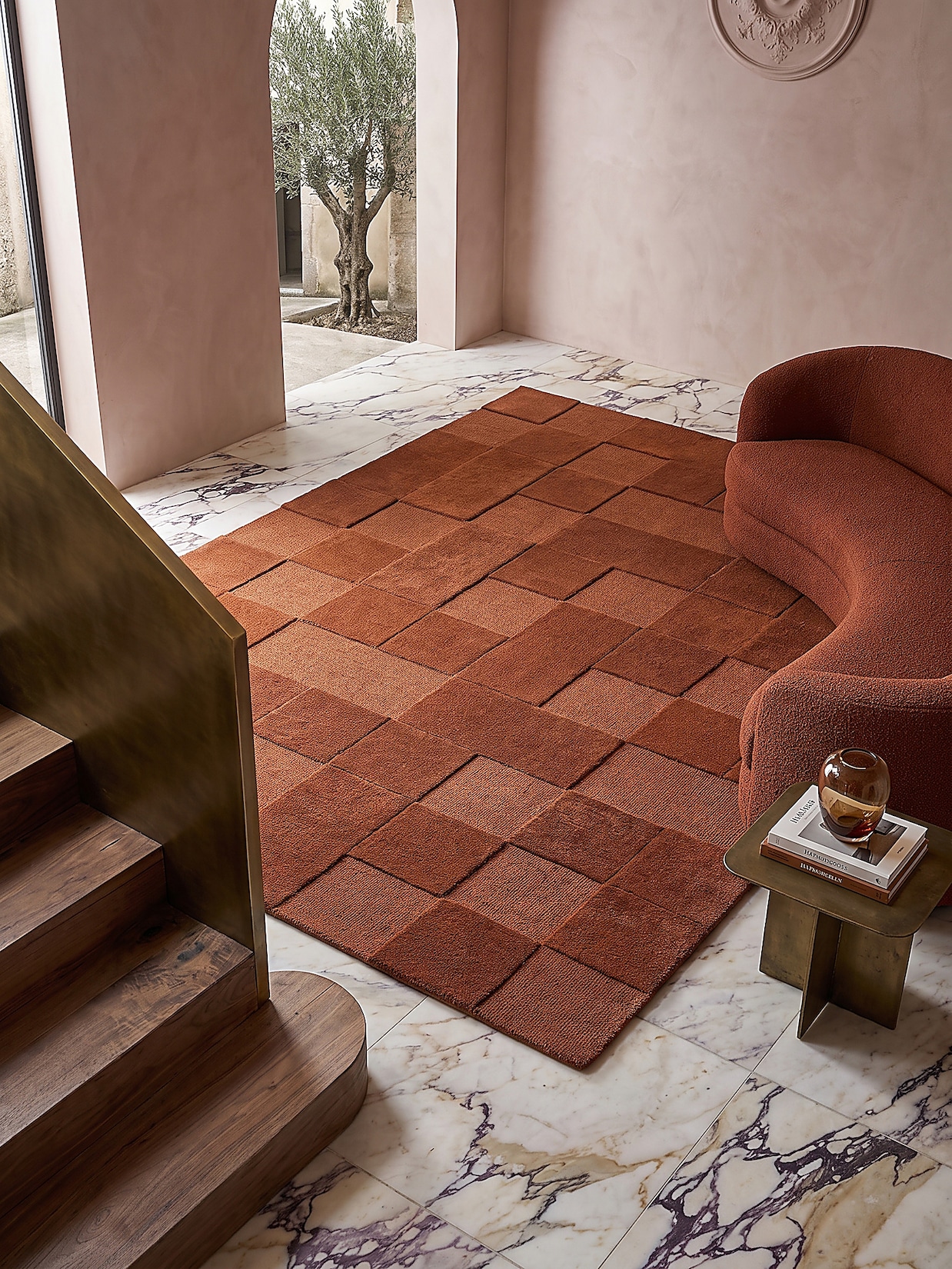 Wollteppich kariert Terrakotta 120 x 170 cm - DEBEN Kadima Design