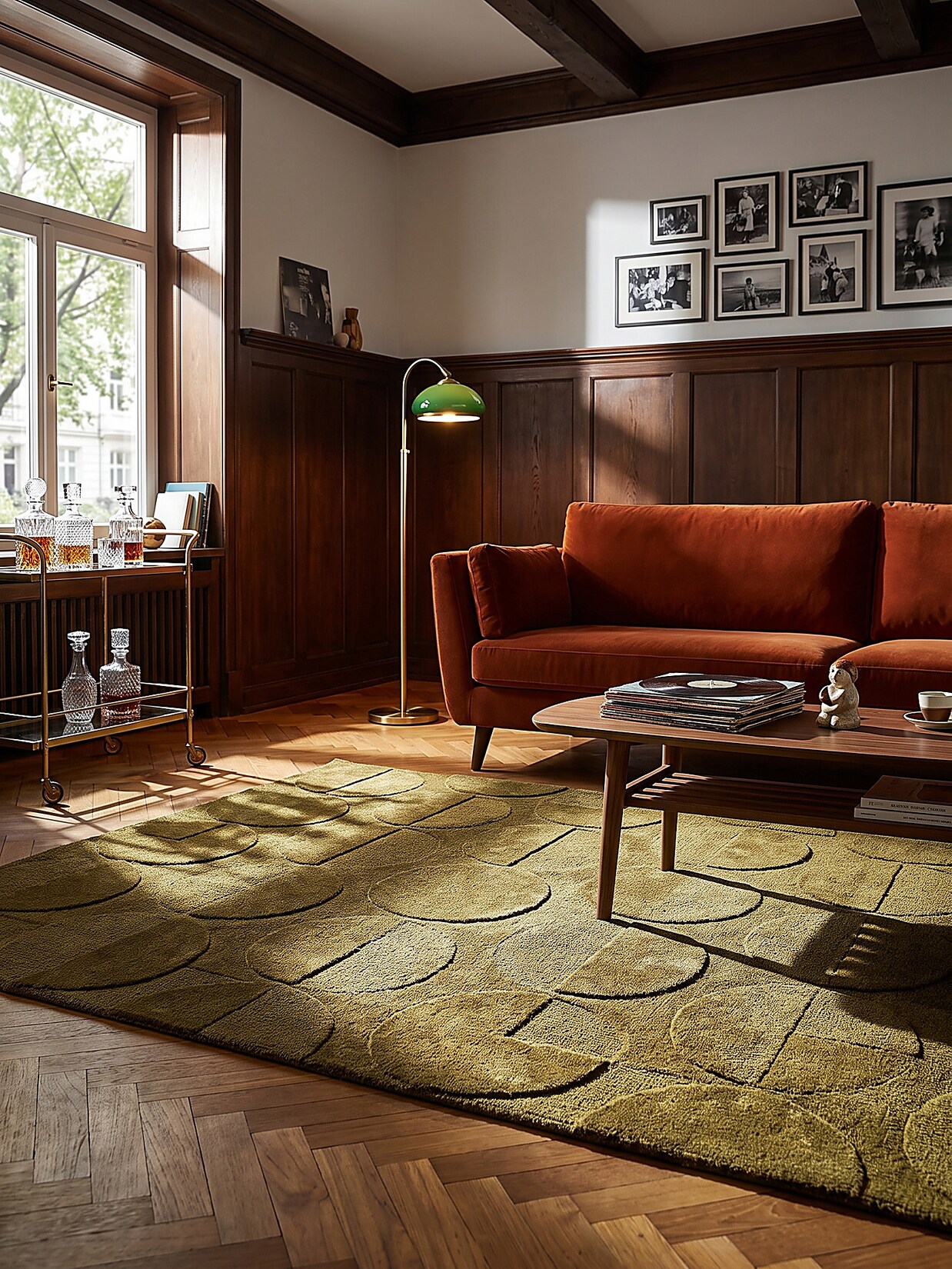 Wollteppich geometrisch Olivgrün 160 x 230 cm - DEBEN Kadima Design