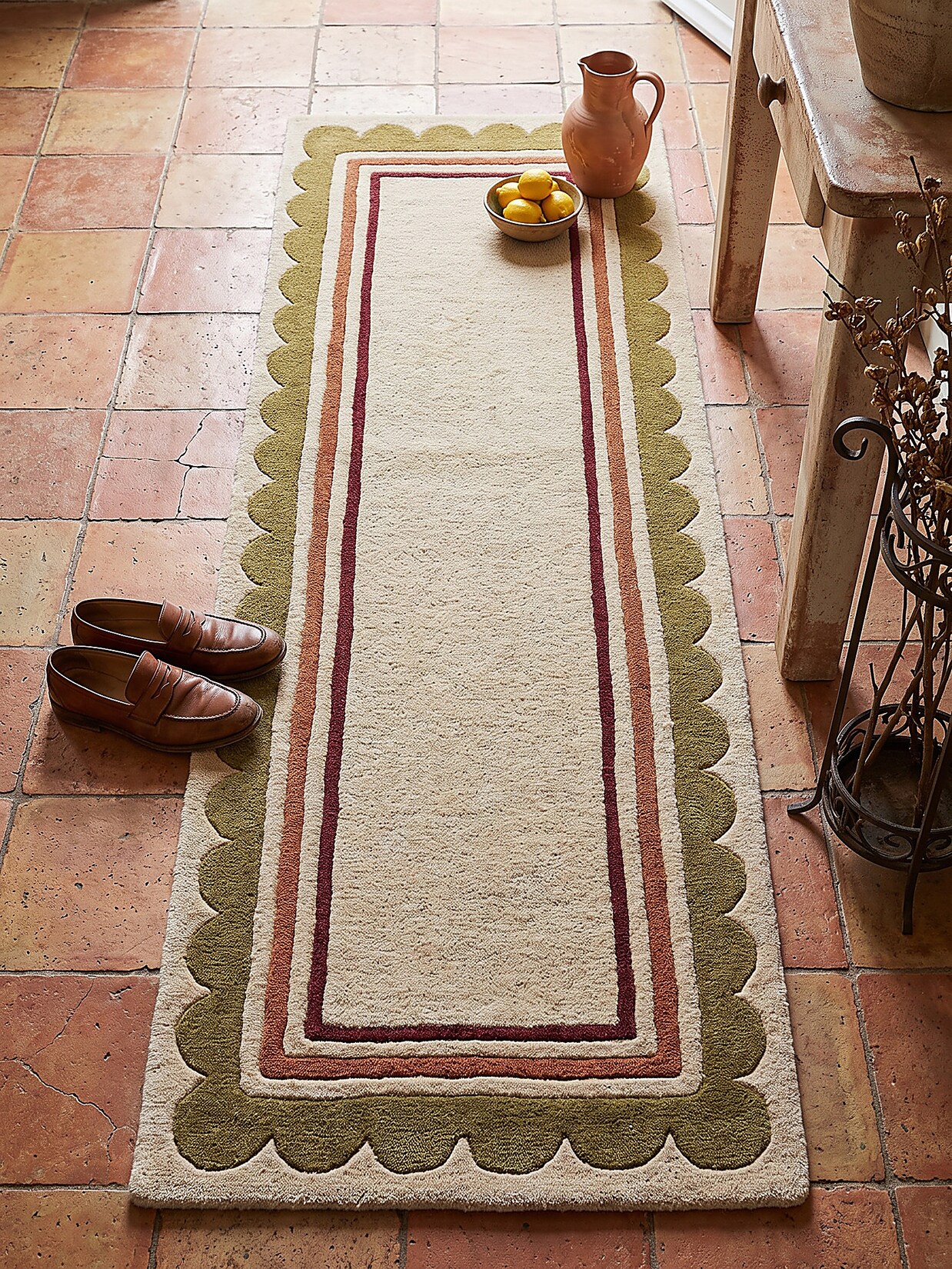 Läufer Bordüre Beige-Multicolor 80 x 230 cm - WENSUM Kadima Design
