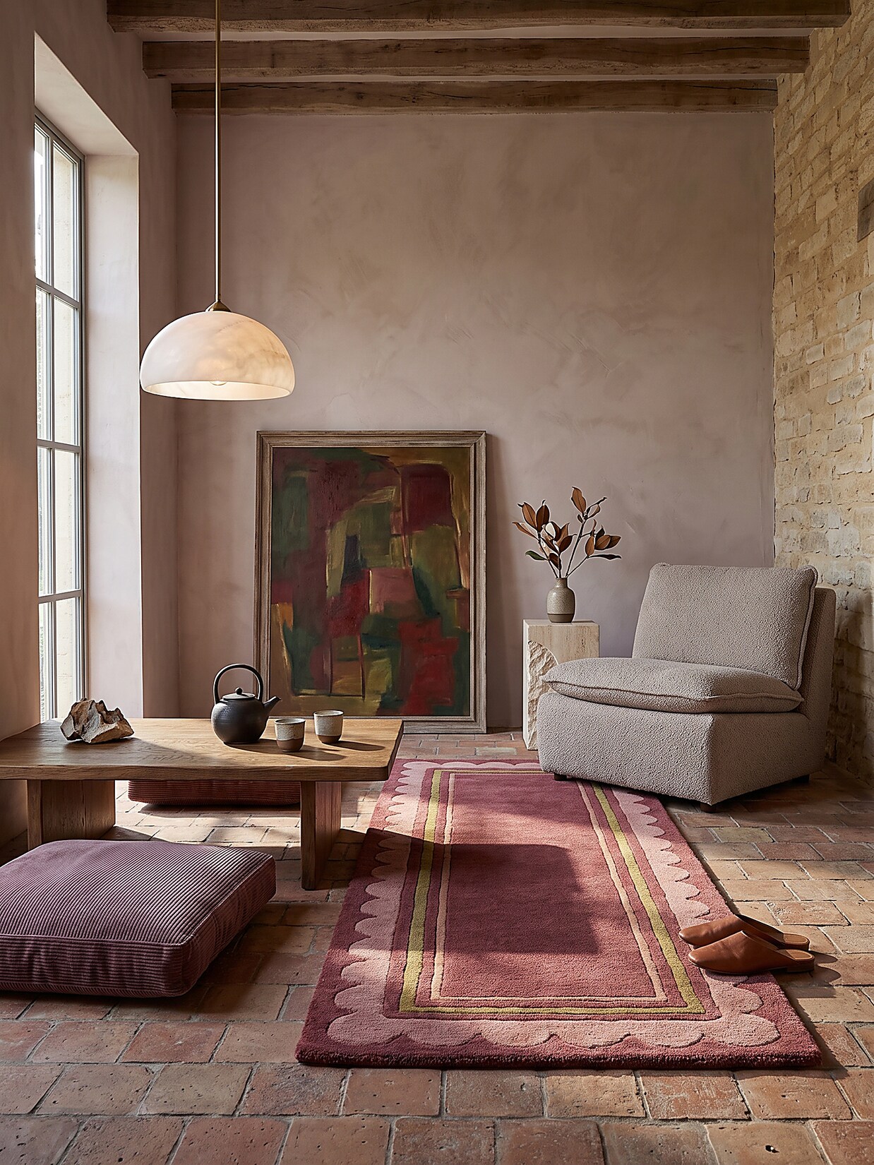 Läufer Bordüre Beerenrot 80 x 230 cm - WENSUM Kadima Design