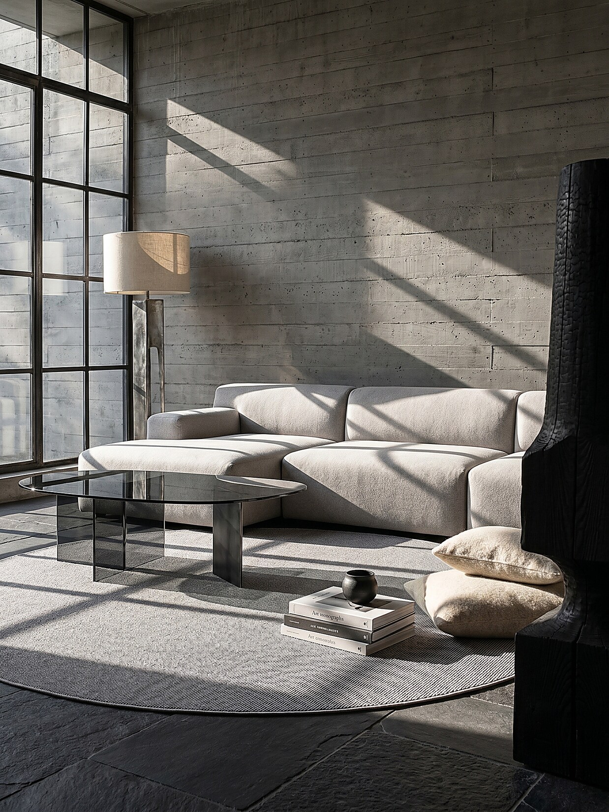 Niederflor-Teppich Uni Beige 133x133 cm - COLFOSCO Kadima Design
