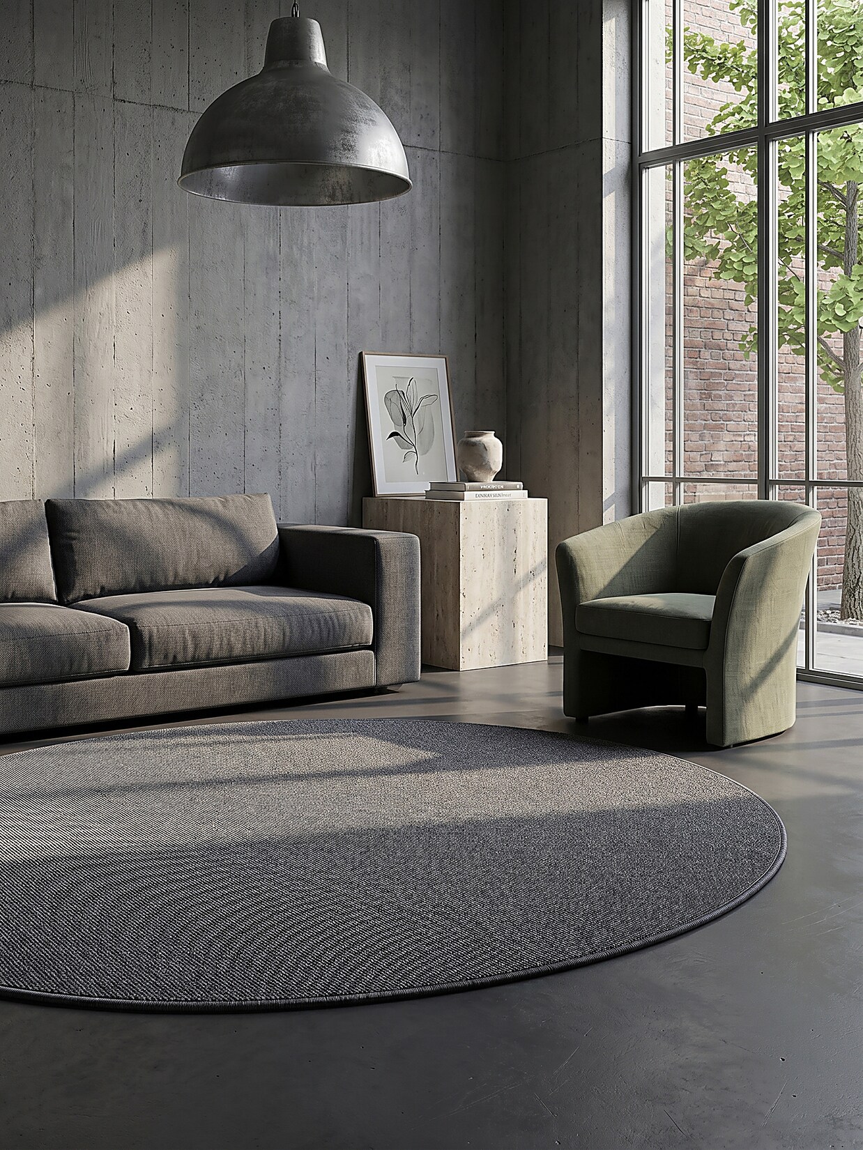 Niederflor-Teppich Uni Beige 133x133 cm - COLFOSCO Kadima Design