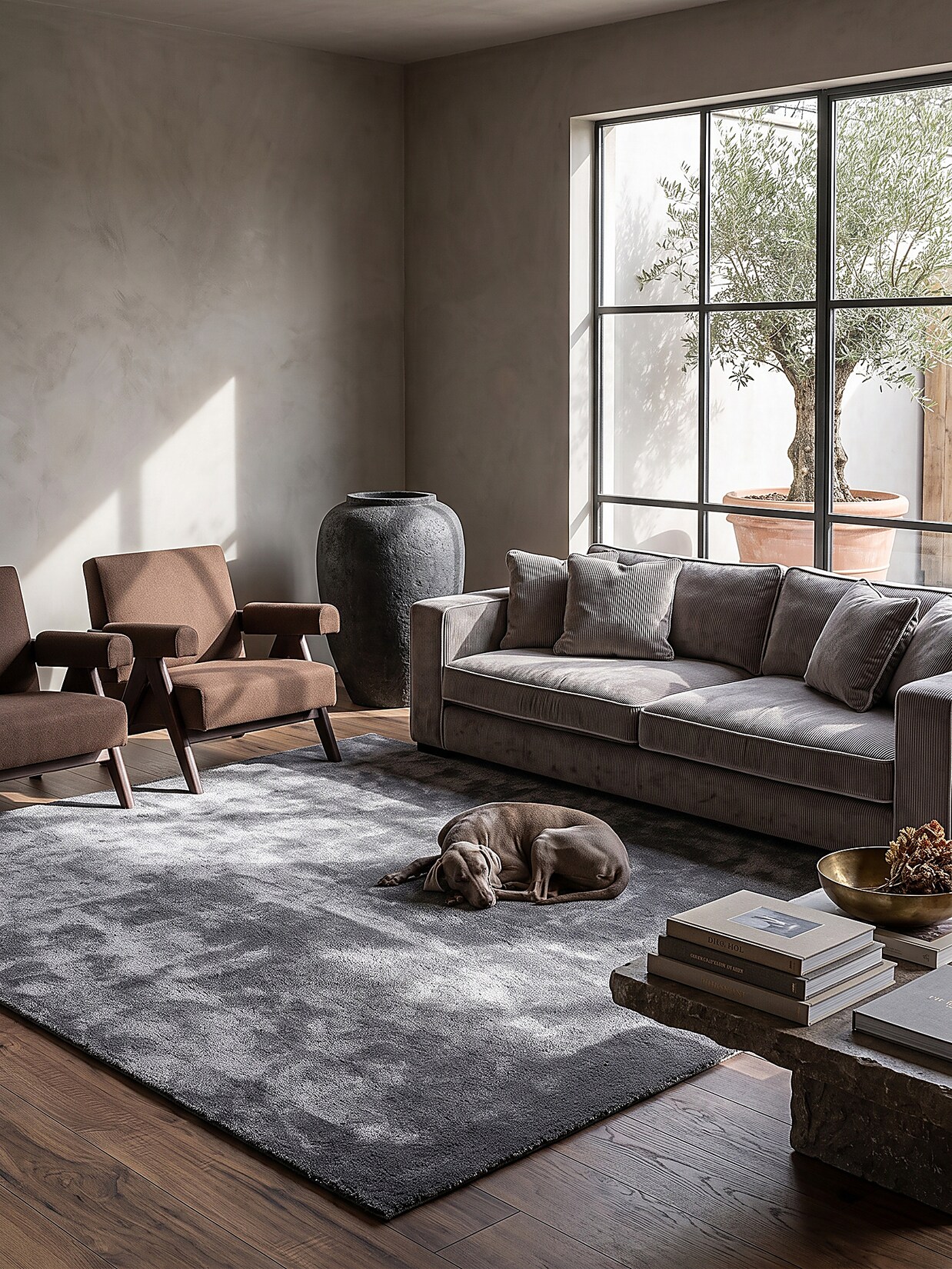 Teppich Antirutsch Anthrazit 240x240 cm - ALDAN Kadima Design