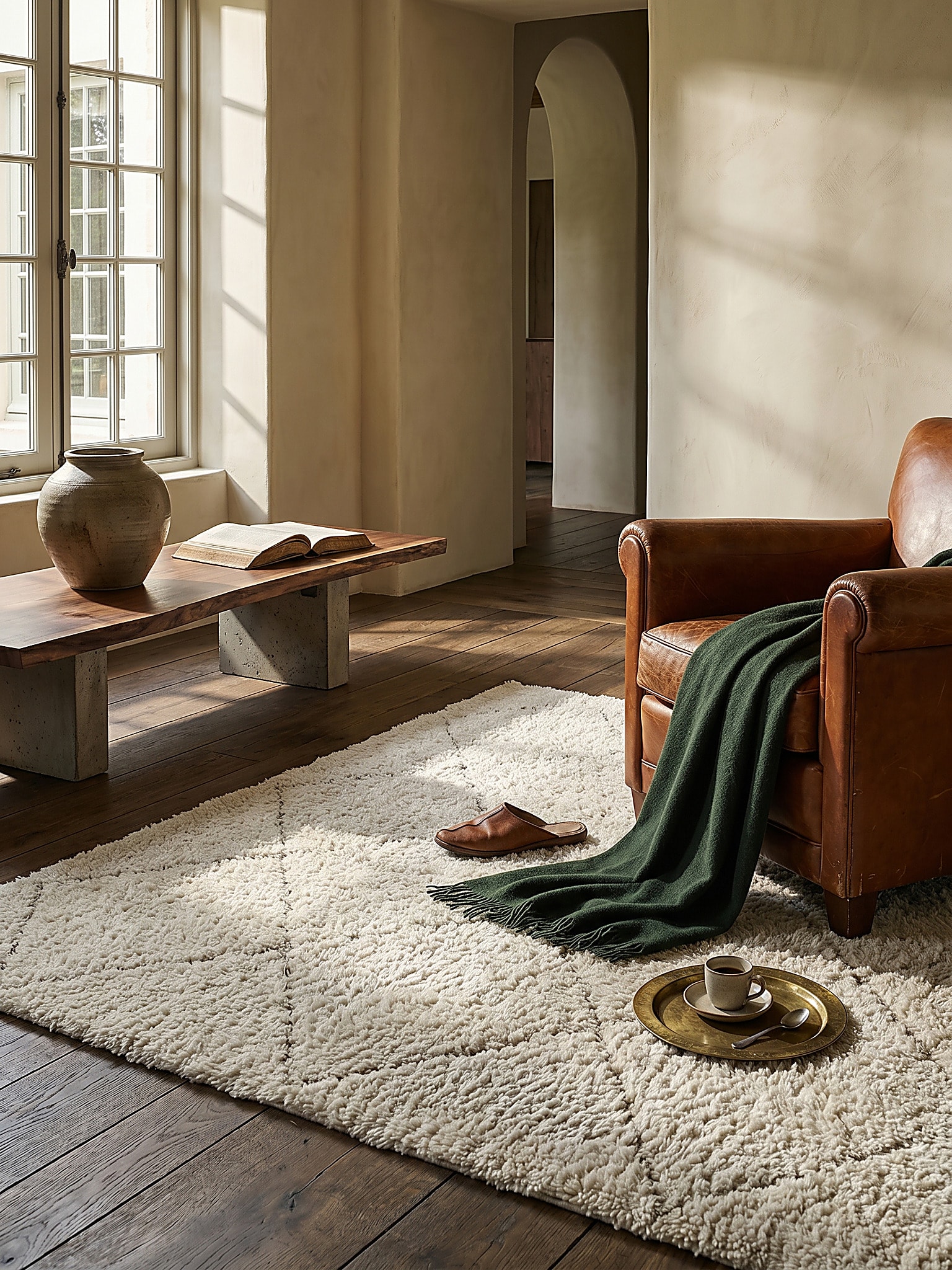 Shaggy-Teppich Pflegeleicht Creme 140x200 cm - ATRIO | Kadima Design - Bild 1