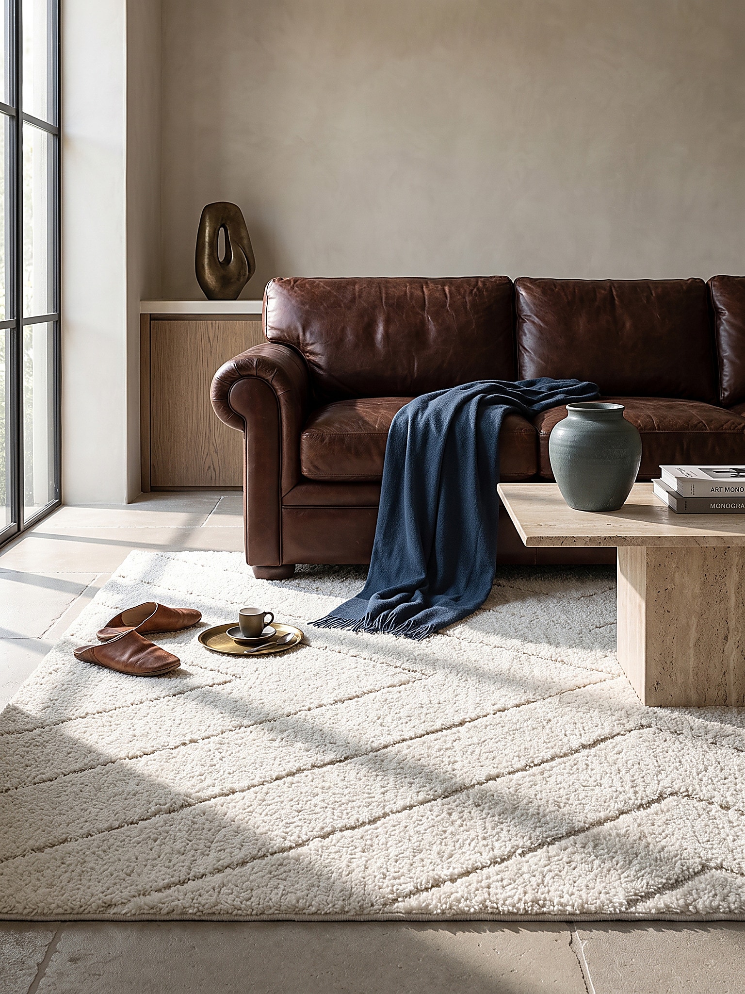 Shaggy-Teppich Pflegeleicht Creme 140x200 cm - ATRIO | Kadima Design - Bild 1