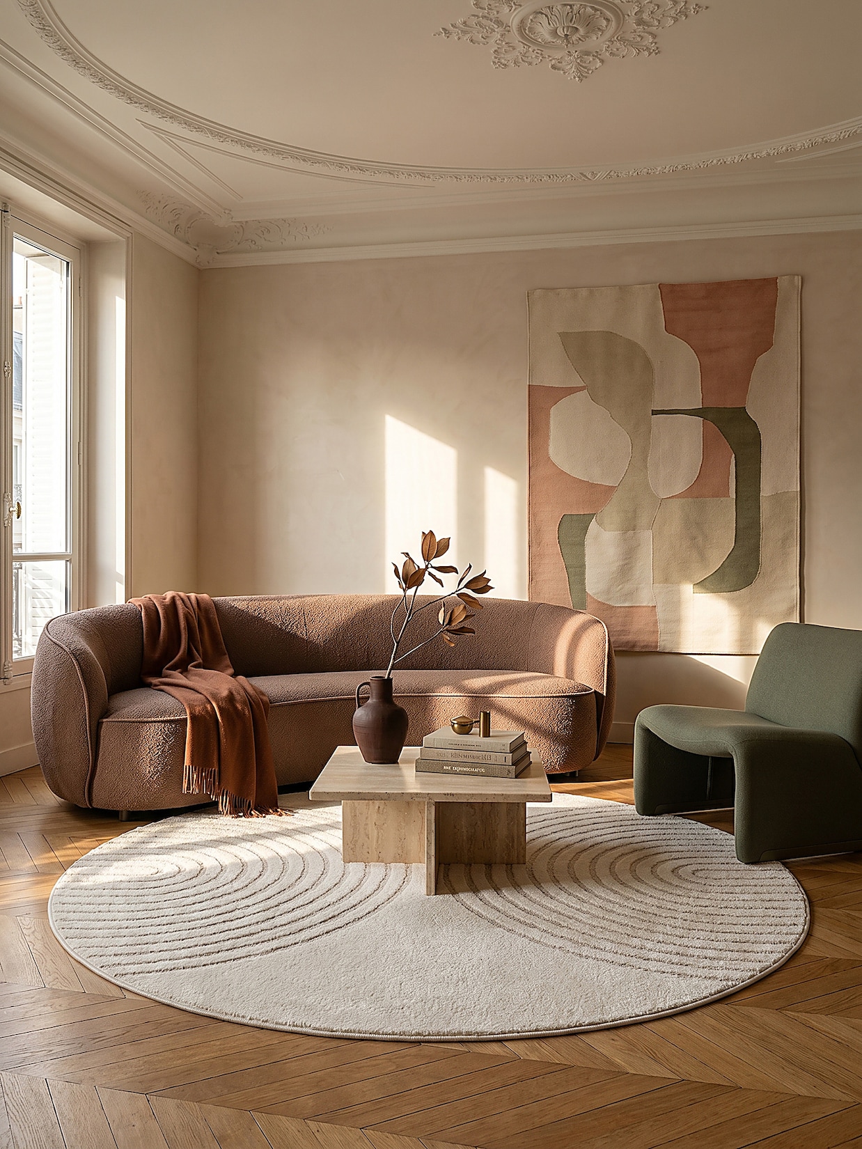 Teppich Pflegeleicht Creme 120x120 cm - MUOTA Kadima Design