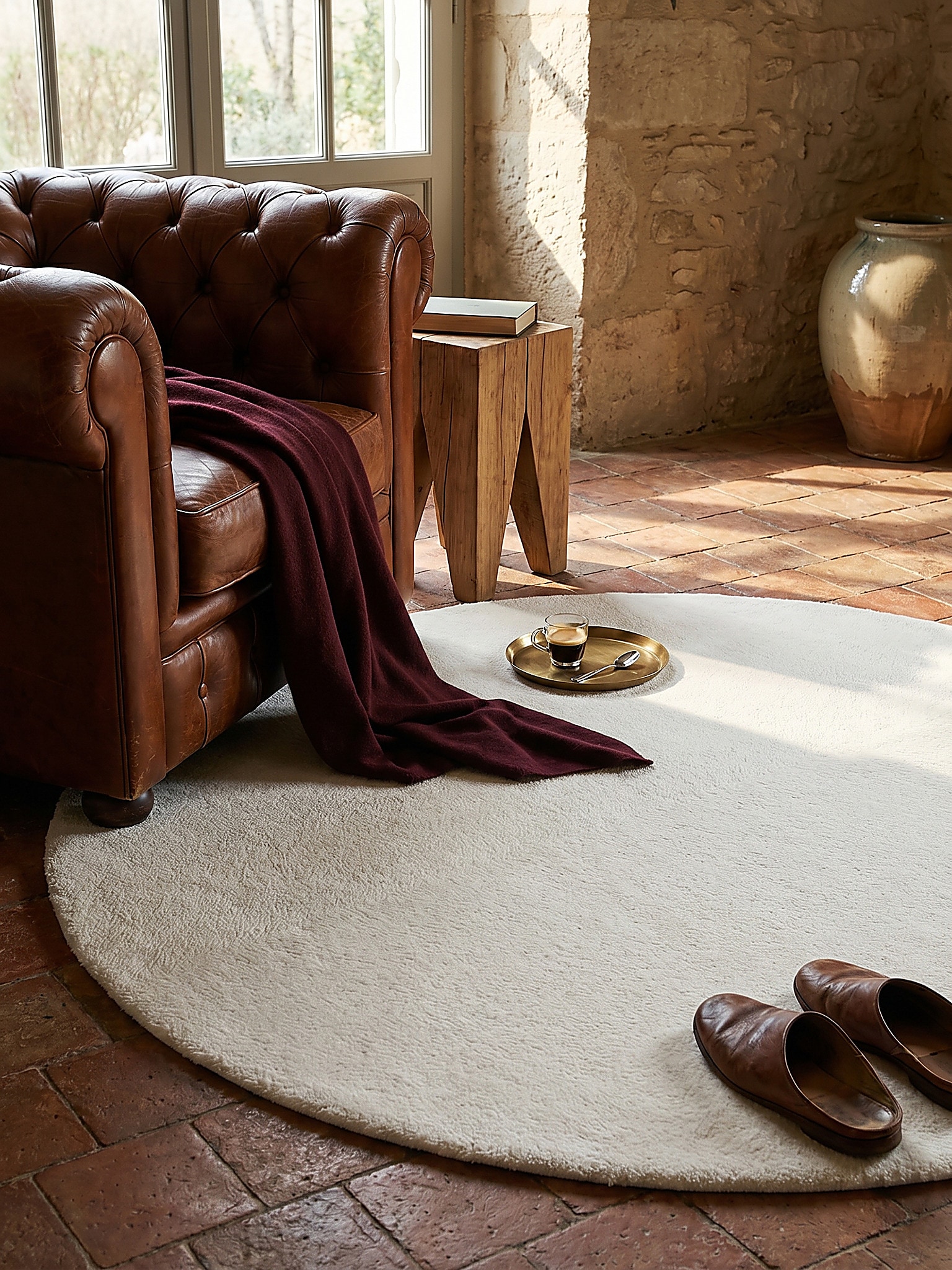 Teppich Antirutsch Creme 120x120 cm - DOUBS | Kadima Design - Bild 1