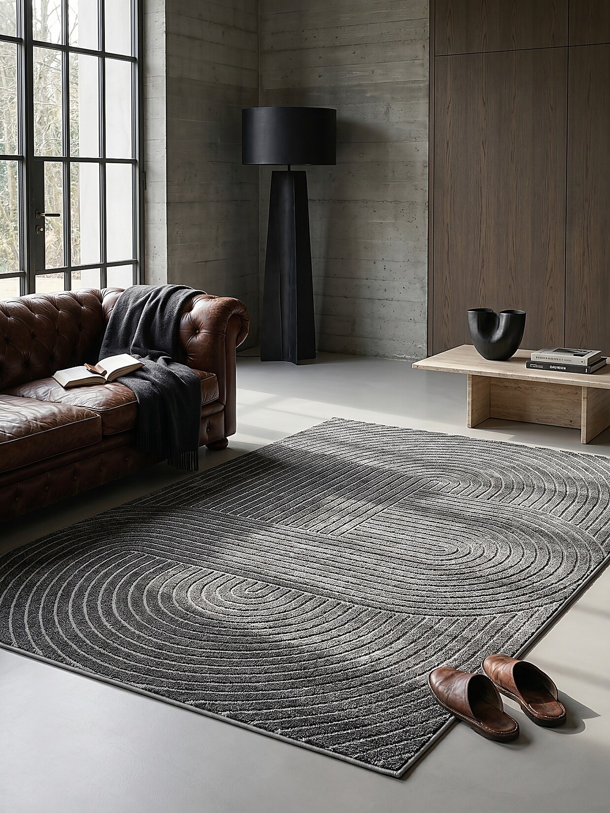 Outdoor-Teppich Wetterfest Anthrazit 240x340 cm - MEZEN Kadima