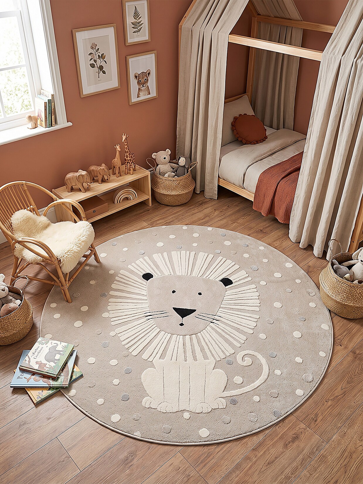 Kinderteppich Pflegeleicht Beige 120x120 cm - VELT Kadima Design