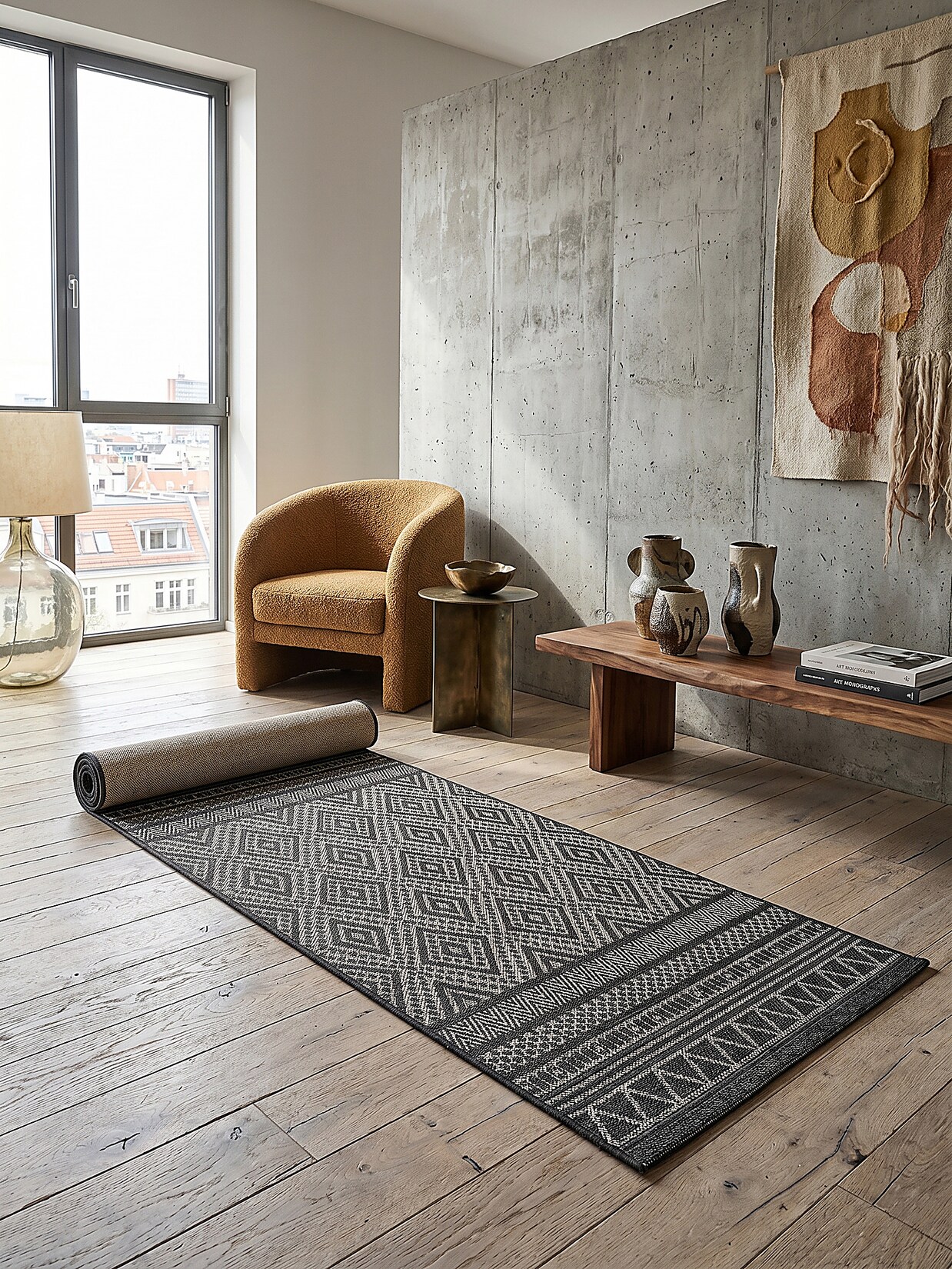 Läufer Pflegeleicht Anthrazit 80x150 cm - ESERA Kadima Design