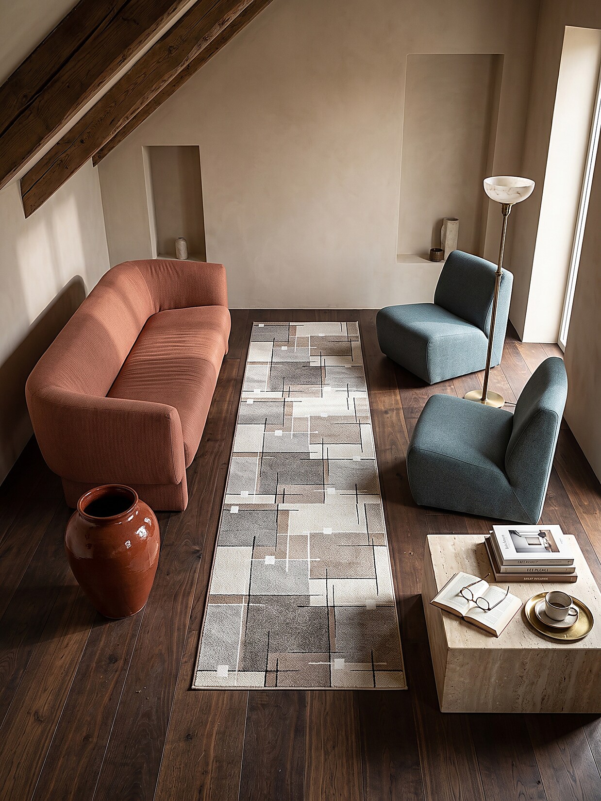 Niederflor-Läufer Kurzflor Grau 80x140 cm - THUR Kadima Design