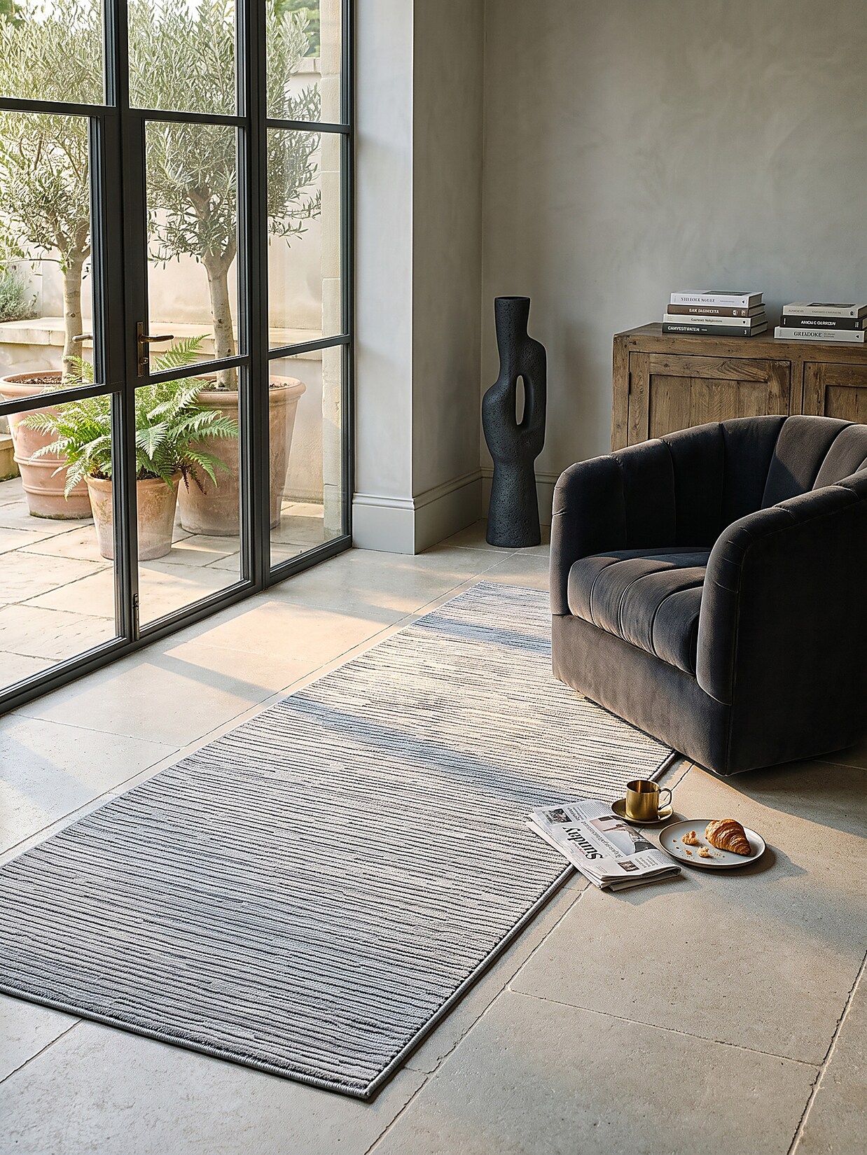 Läufer Pflegeleicht Grau 80x150 cm - KASOS Kadima Design